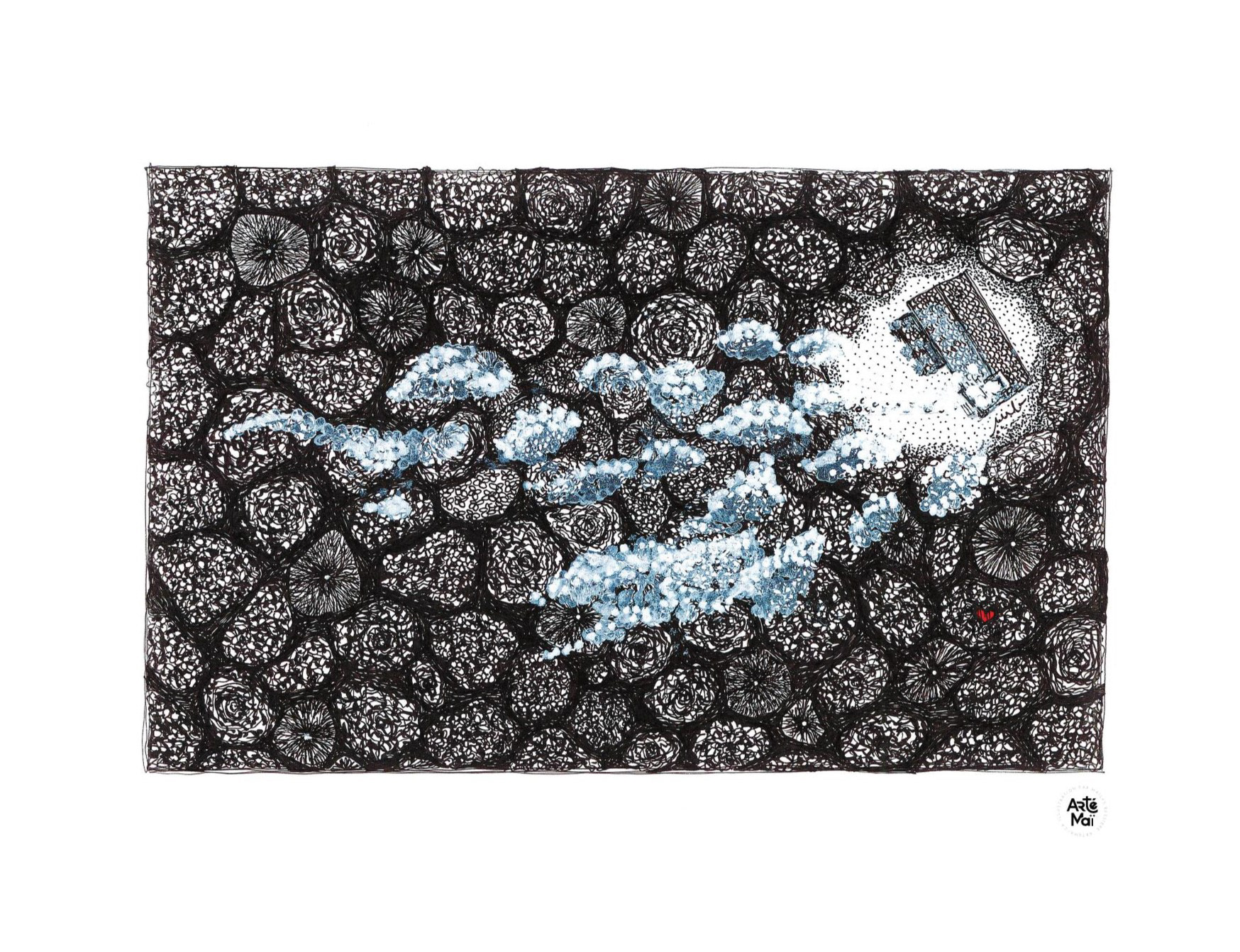 Forêt | illustration traditionnelle à l'encre