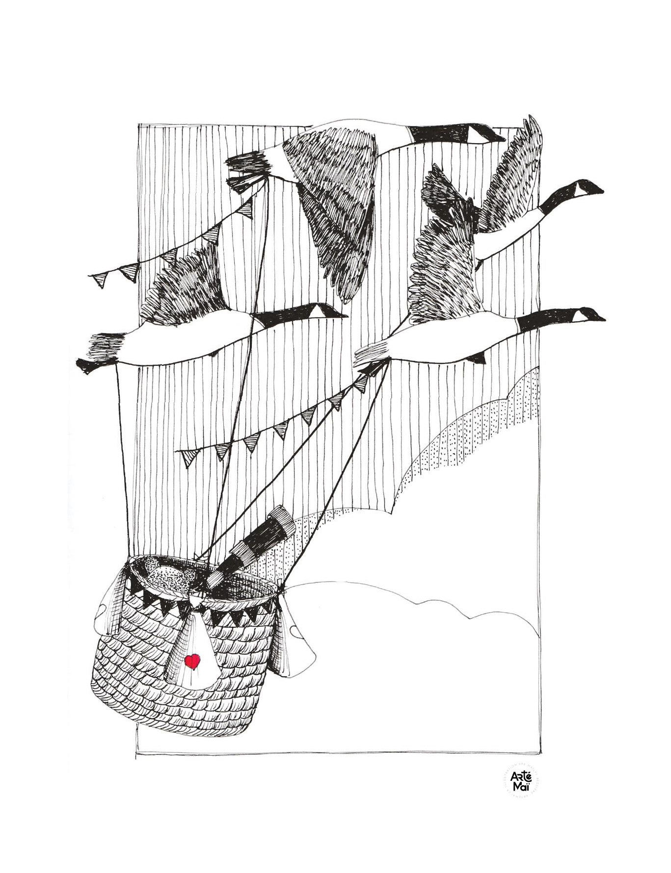 Migration | illustration traditionnelle à l'encre