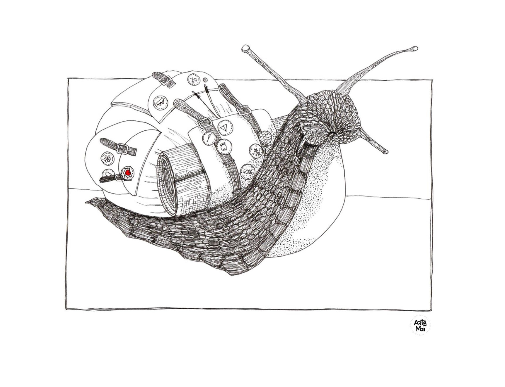 Escargot | illustration traditionnelle à l'encre