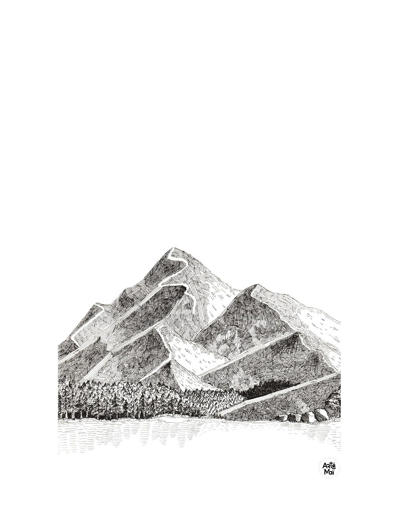 Montagne | illustration traditionnelle à l'encre