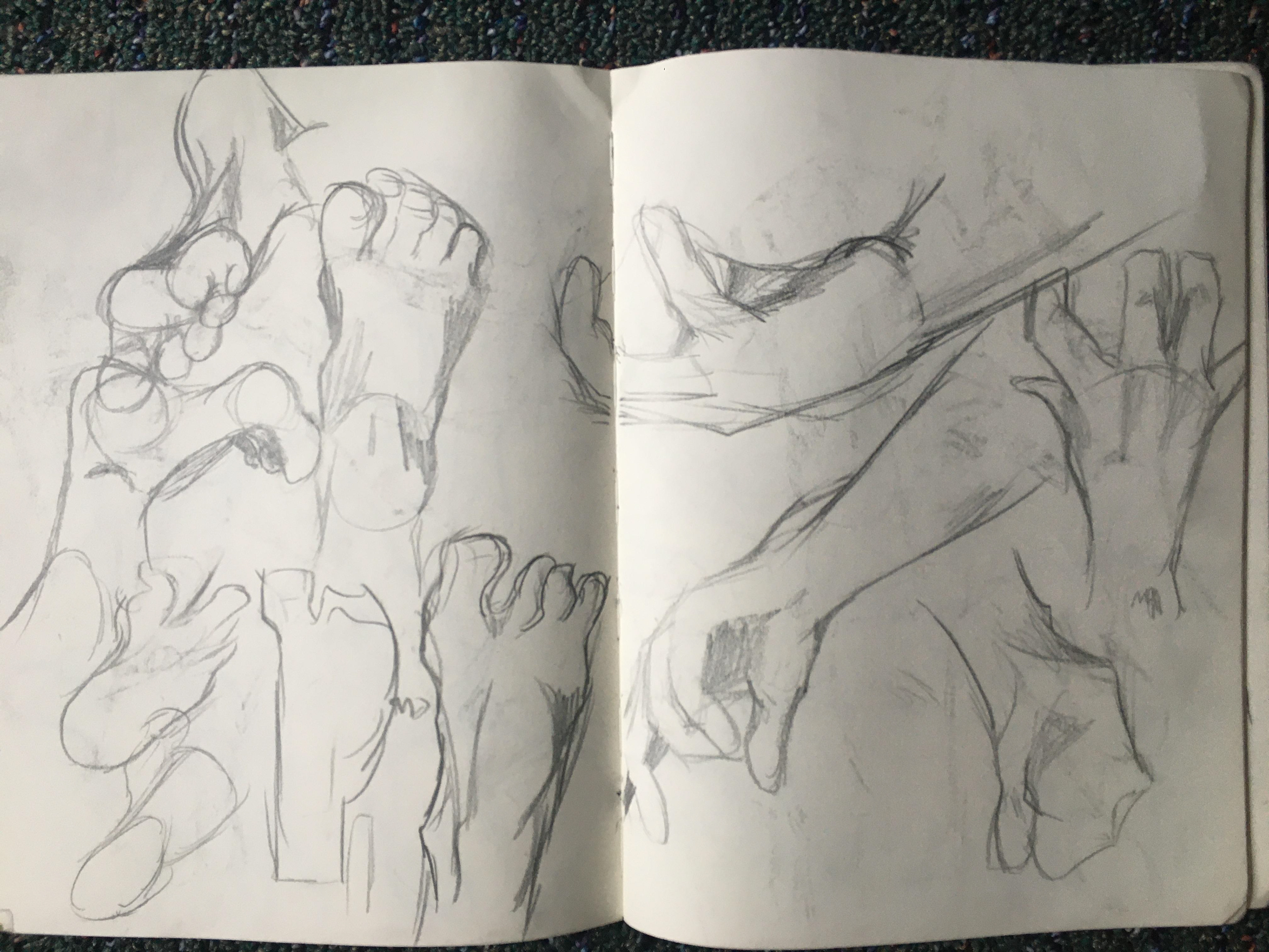 Hands and feet.