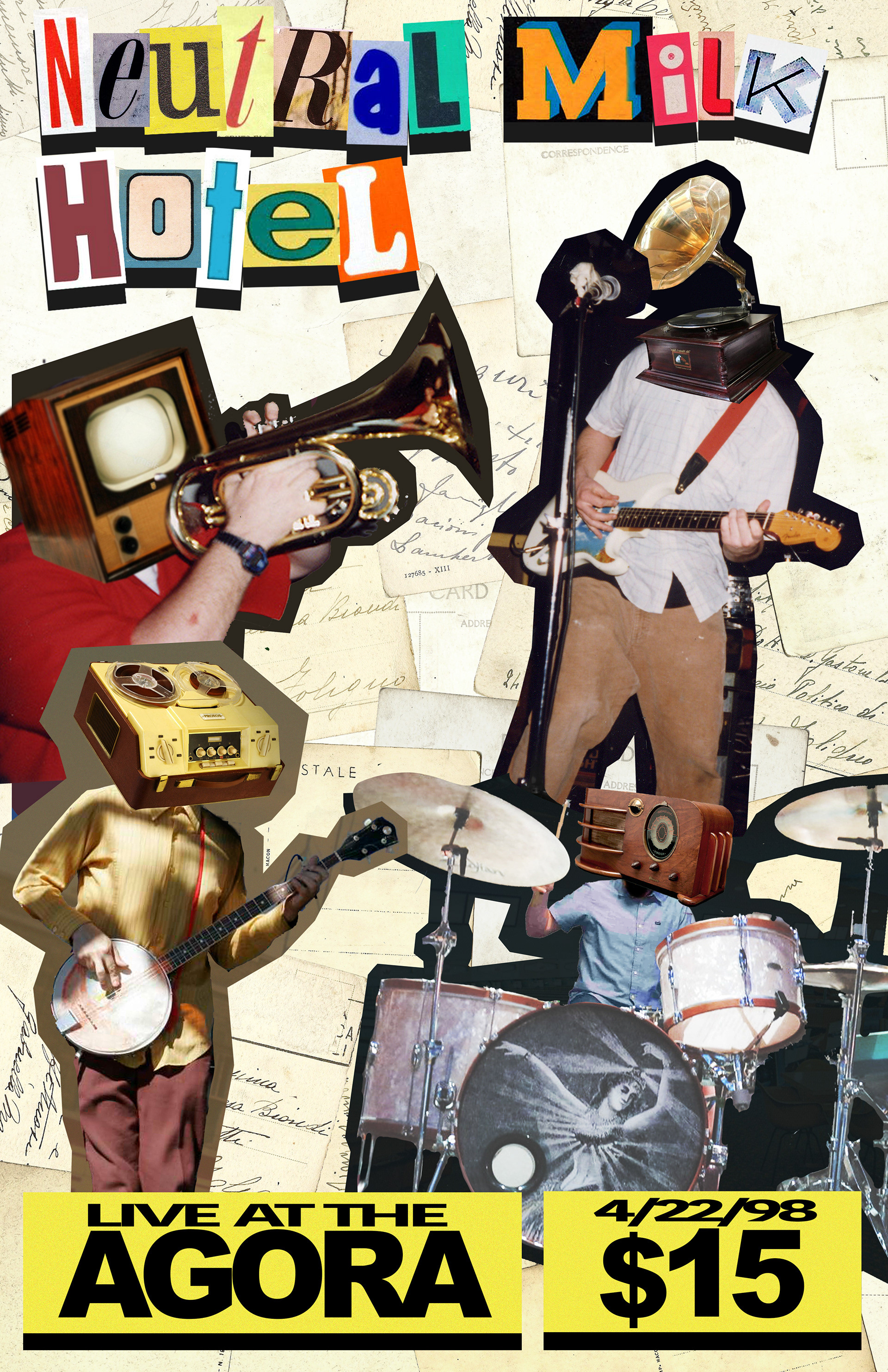 A gig poster I whipped up about the band Neutral Milk Hotel.