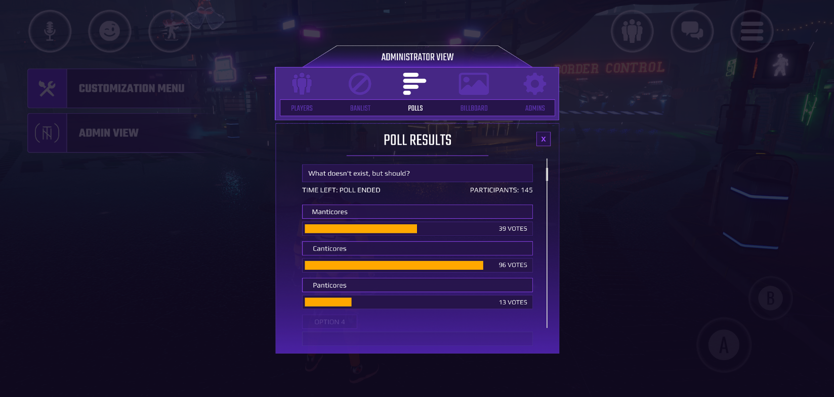 Core x MekaVerse Experience UI - Poll Results
