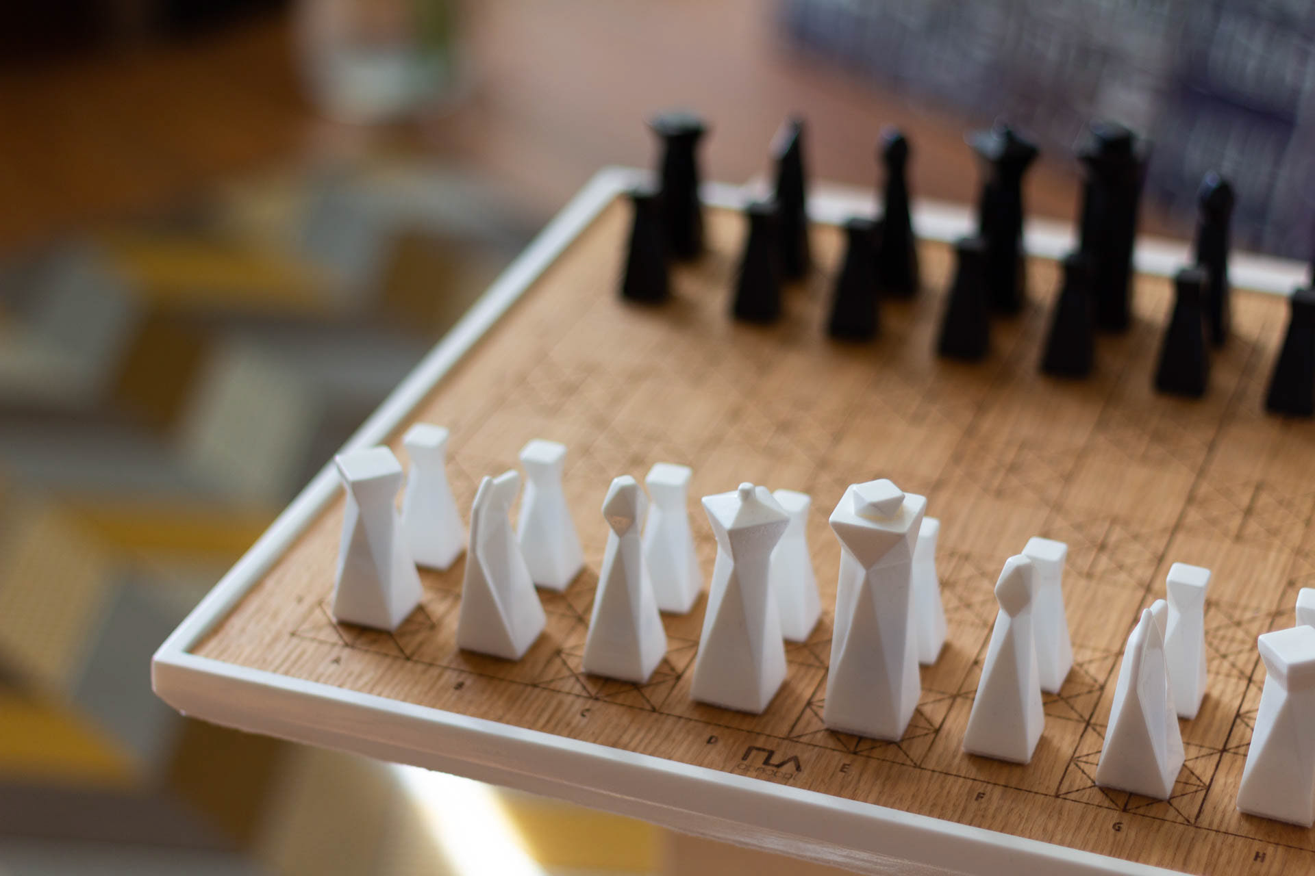 Unique 3D chess set, Modern chess board, Hand crafted chess set, Chess set with storage, Chess gift