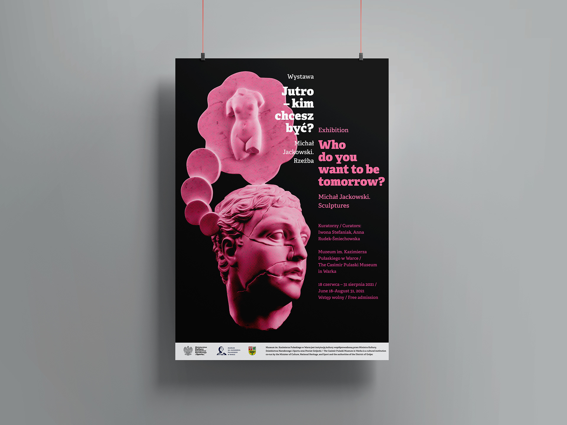 Michał Jackowski - sculptures exhibition/ Muzeum im. Kazimierza Pułaskiego w Warce / Exhibition design: Handsome Studio, Graphic design Anna Stefańska-Gozdecka