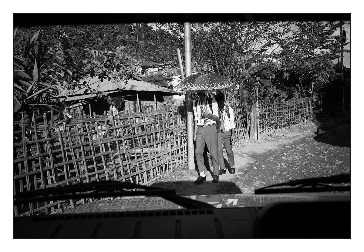 Boys returning from school