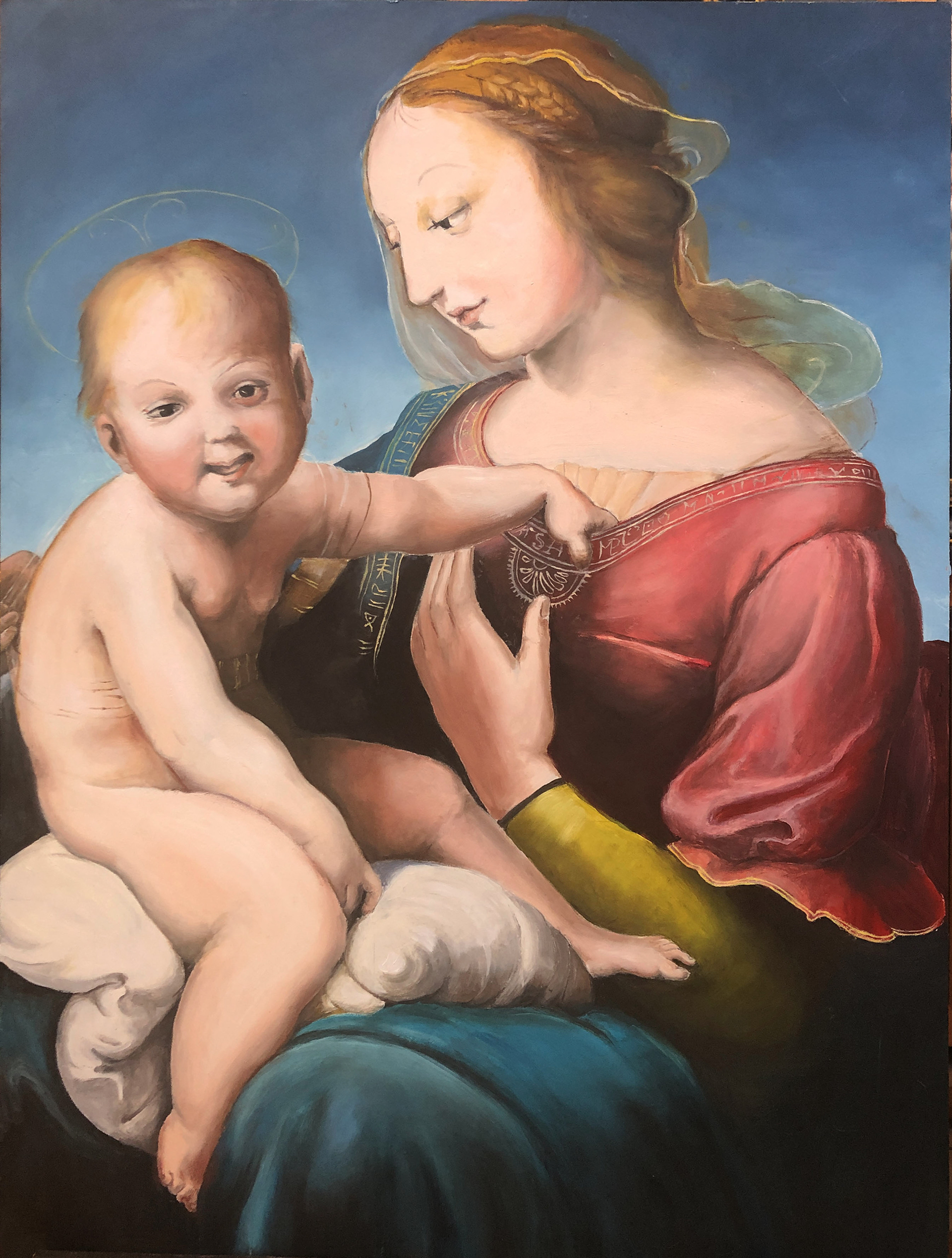 Sandra Bussoli Madonna con Bambino olio su tavola 50x70 cm