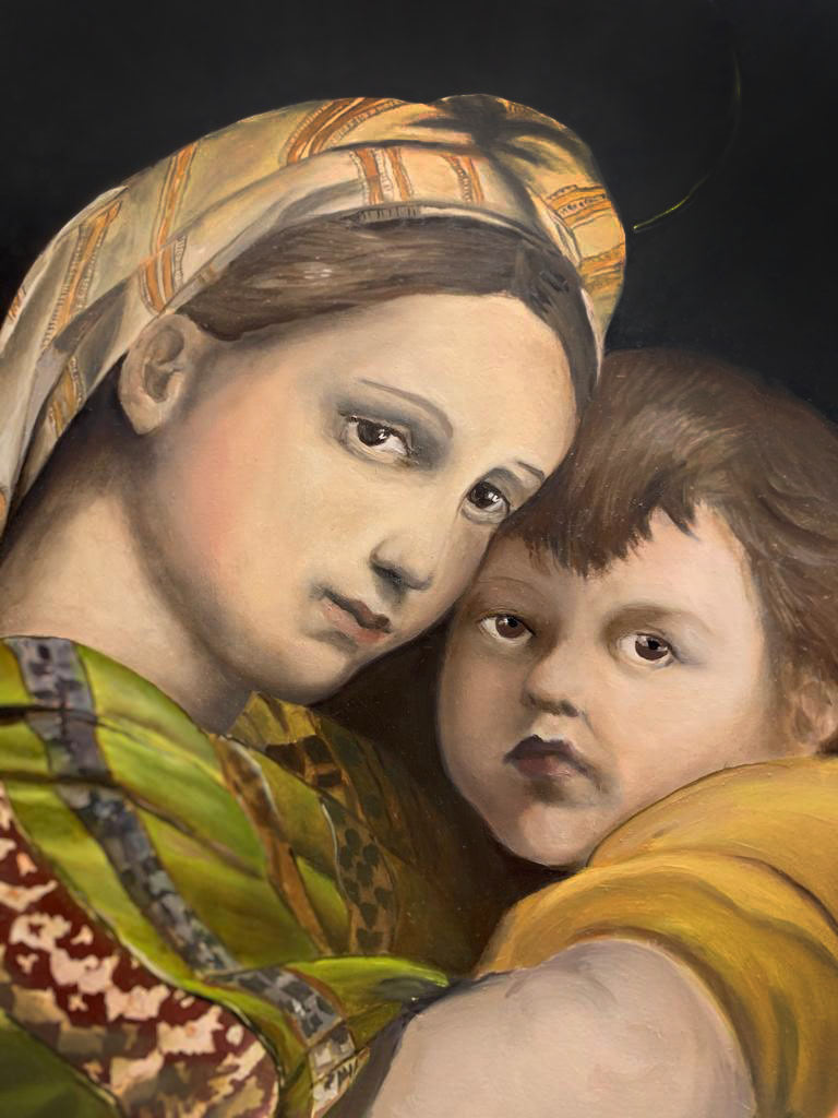 Simona Loschi, Madonna della Seggiola, Part. olio su tavola 40x50 cm