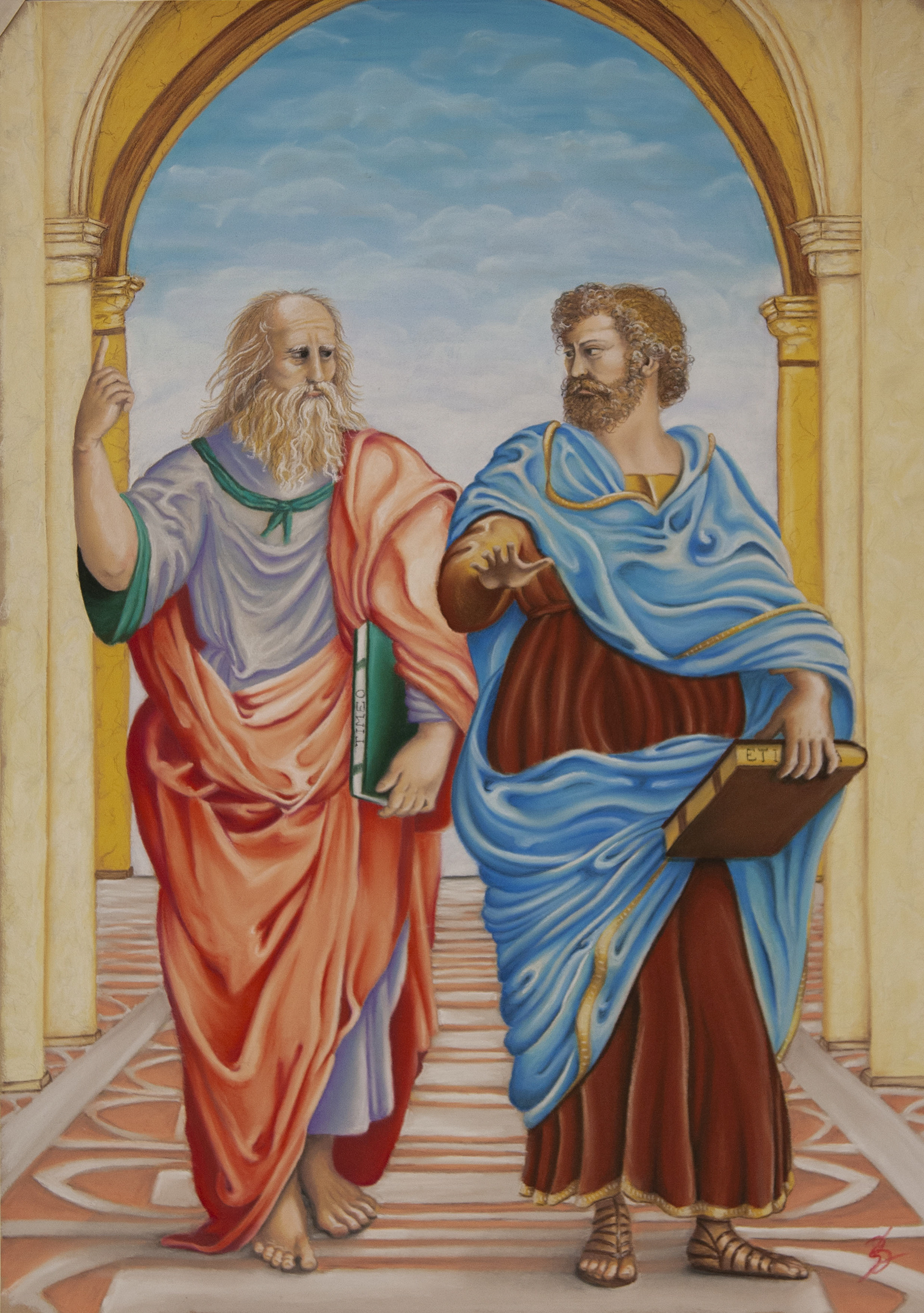 Sara Benetti, La scuola di Atene (part.) pastelli morbidi su carta Pastelmat, 50 x 70 cm