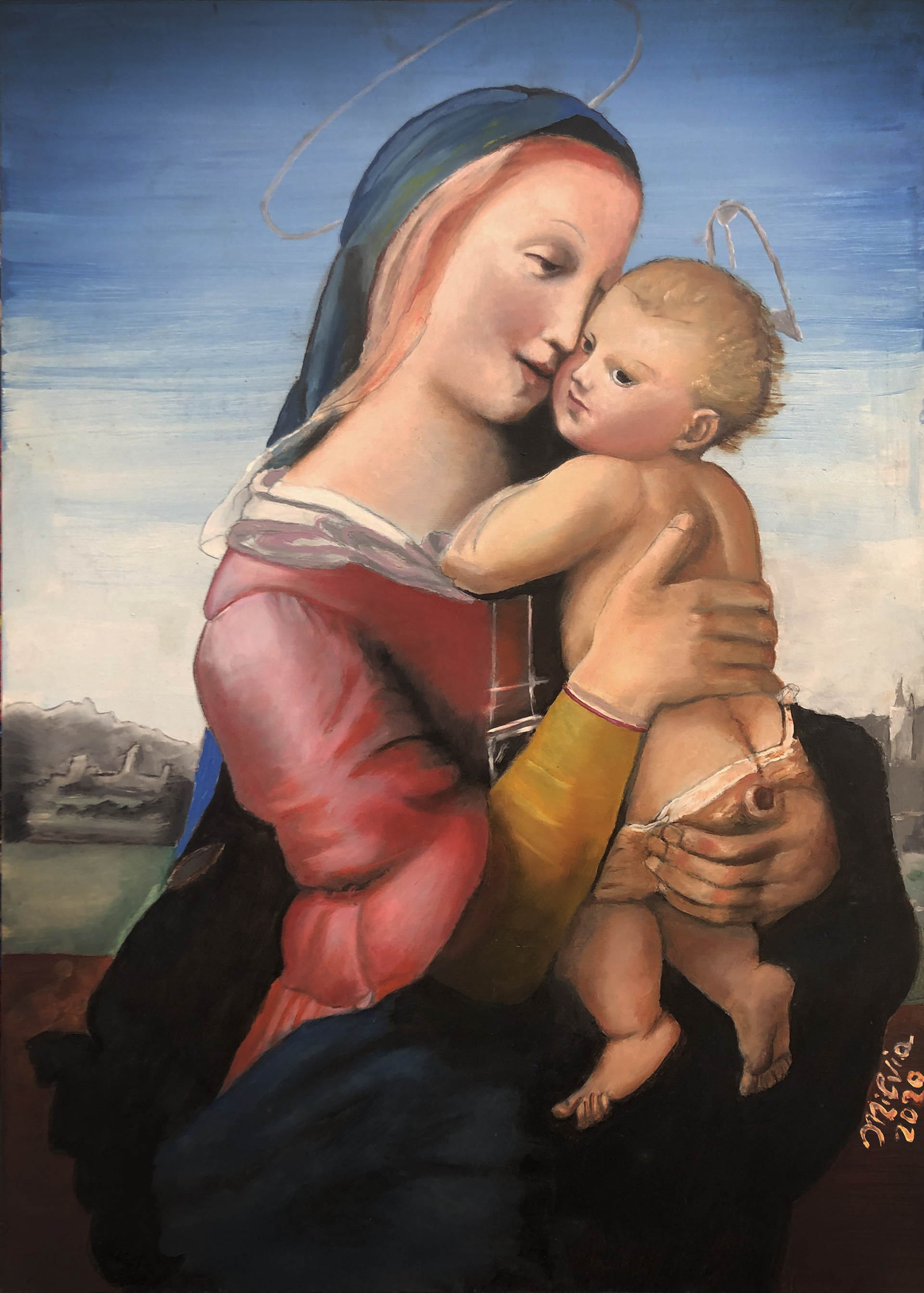 Milvia Borella Madonna Tempi, olio su tavola 50x70cm