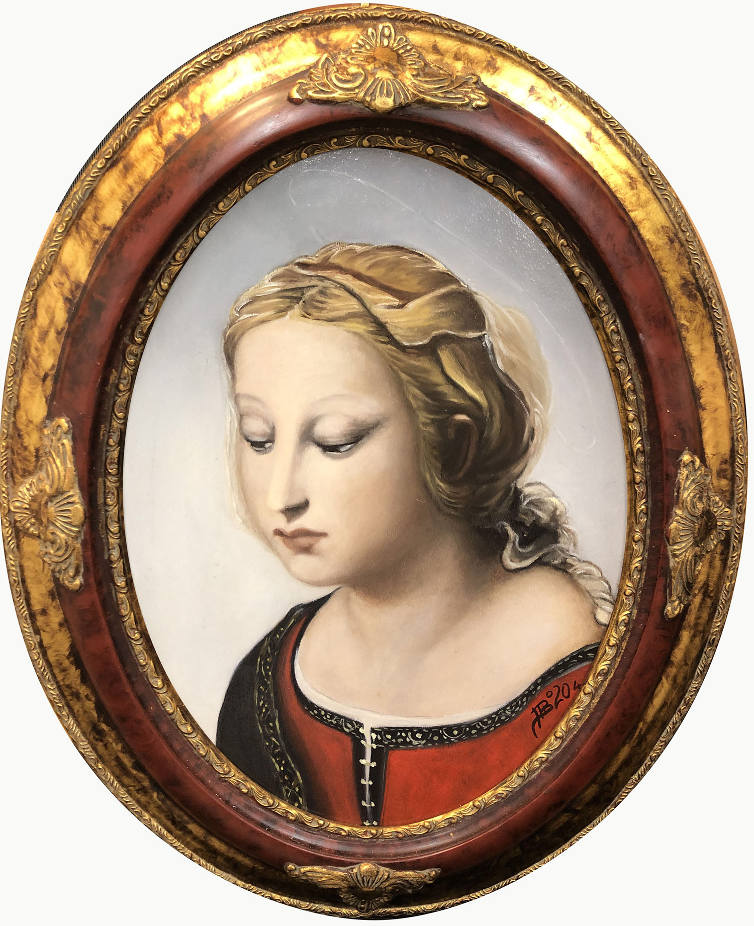 Mariangela Brandoli ( Nello sguardo della Madre tutto il peso dell'amore) olio su tavola 30 x 40 cm