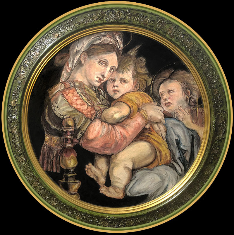 Costanza Bellini (Madonna della Seggiola) pastello su tavola 60x60 cm
