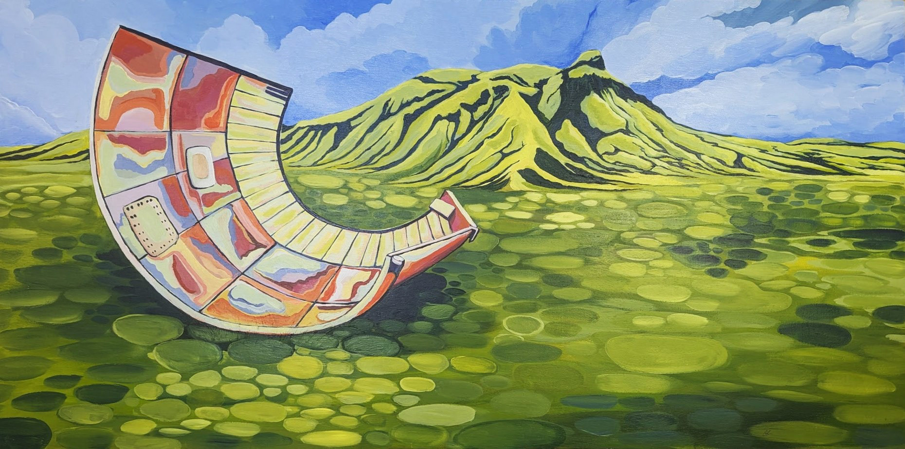 Rocket Debris on a Green Field 48x24 .2025