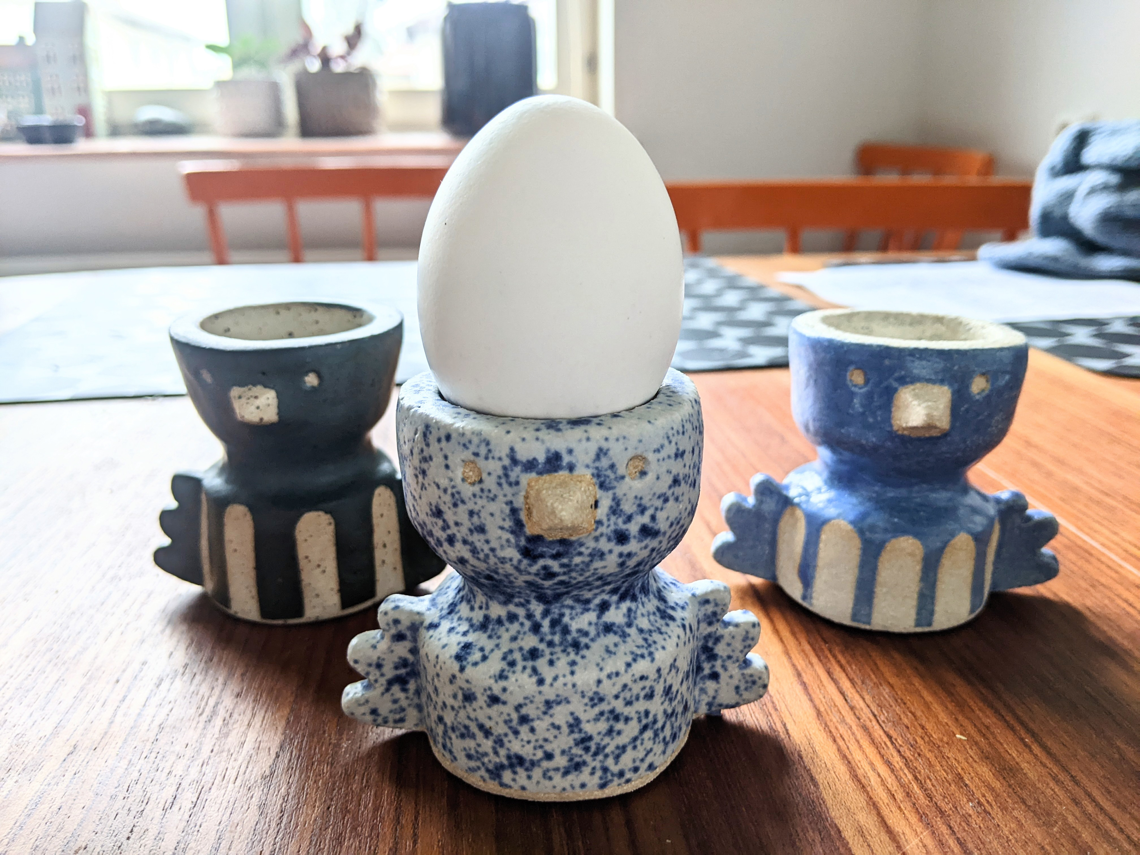 Eggcups, stoneware
