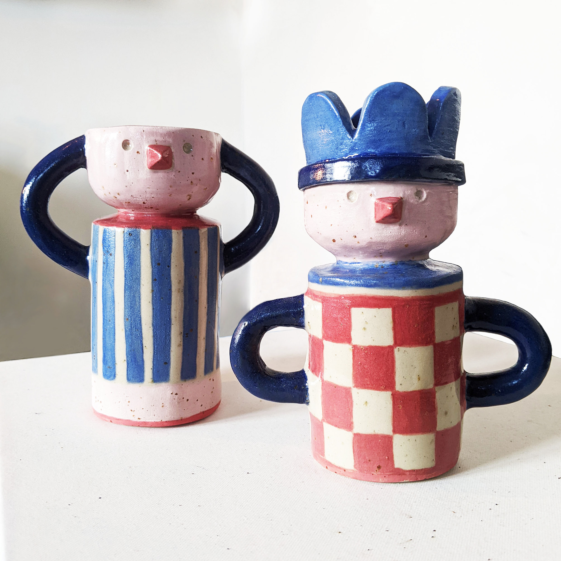 Bird couple, vase and candleholder stoneware 2023