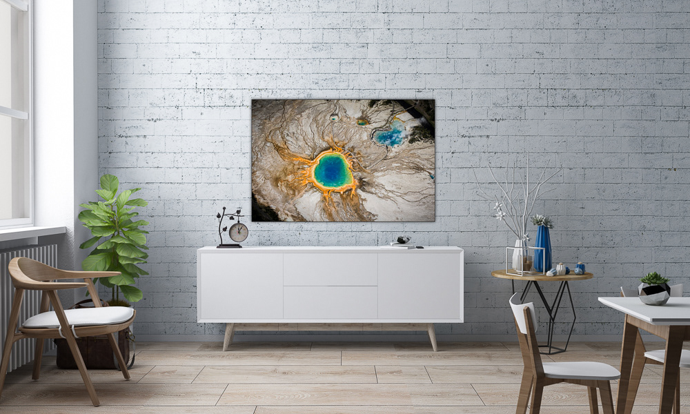 Interior living space with wall art "the Spade and the Heart" by Ann Whitted