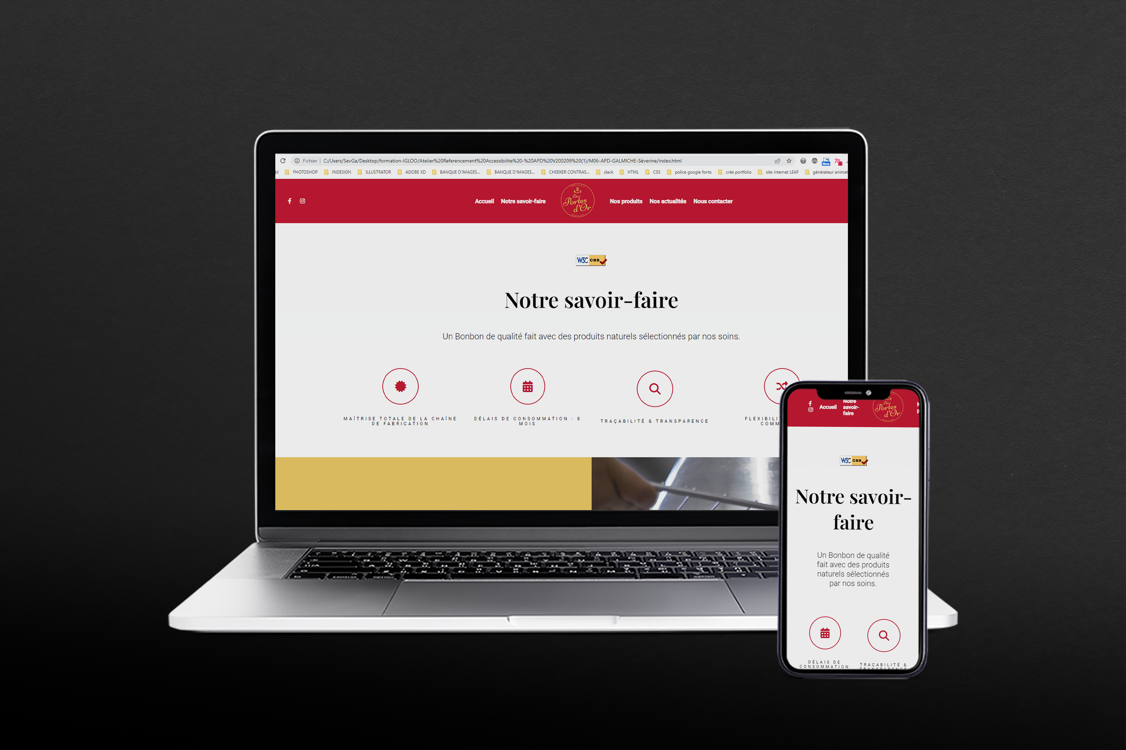 Site One Page "aux portes d'or" : Analyser un code HTML et être capable de repérer et corriger les éventuelles erreurs et notion de référencement et d’accessibilité.