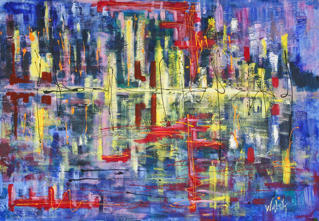 Follow the river, acrylique et autres sur toile, 57 x 40 (2009)