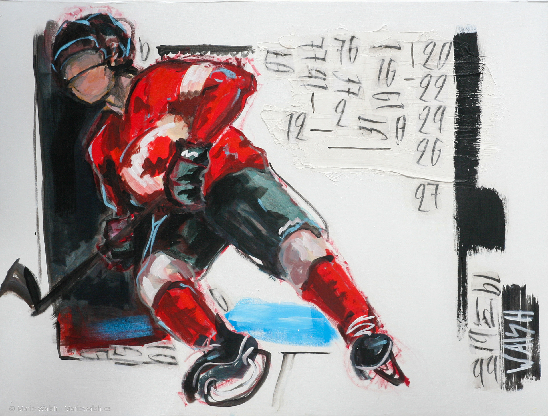 Team F. Acrylique sur toile, 48″ x 36″.