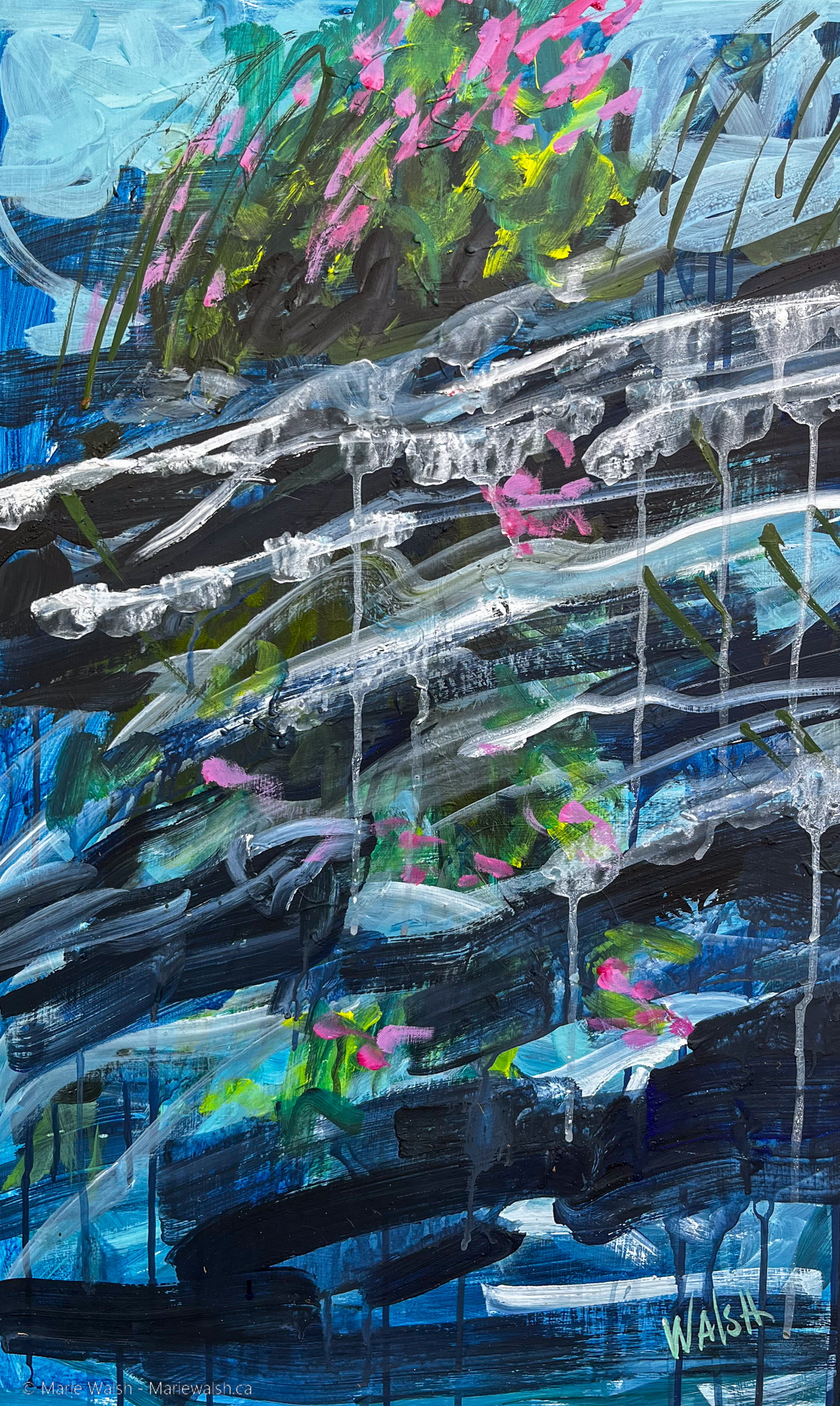 Disponible, Dans le lac, 29 x 20 acrylique