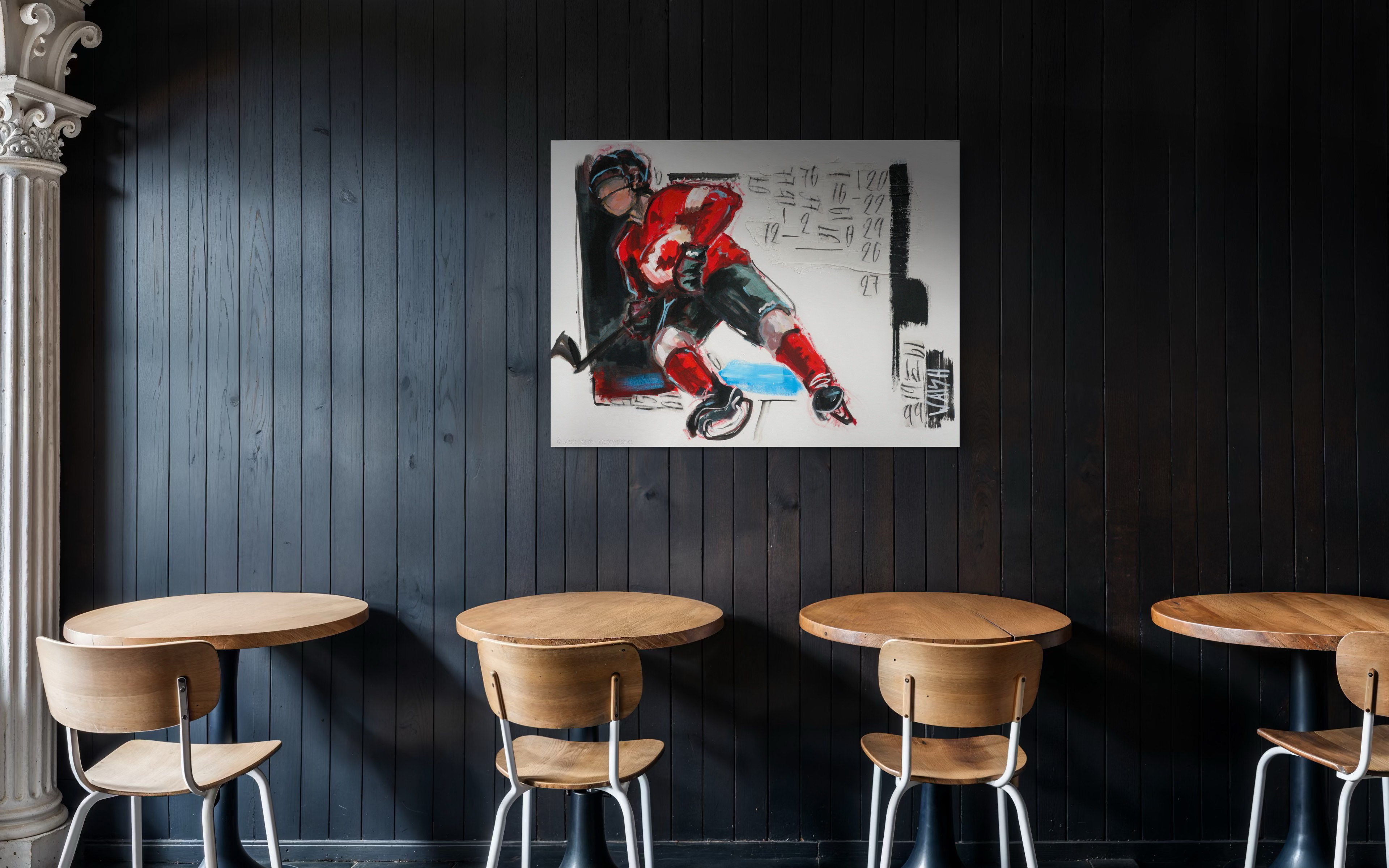 Team F. Acrylique sur toile, 48″ x 36″.