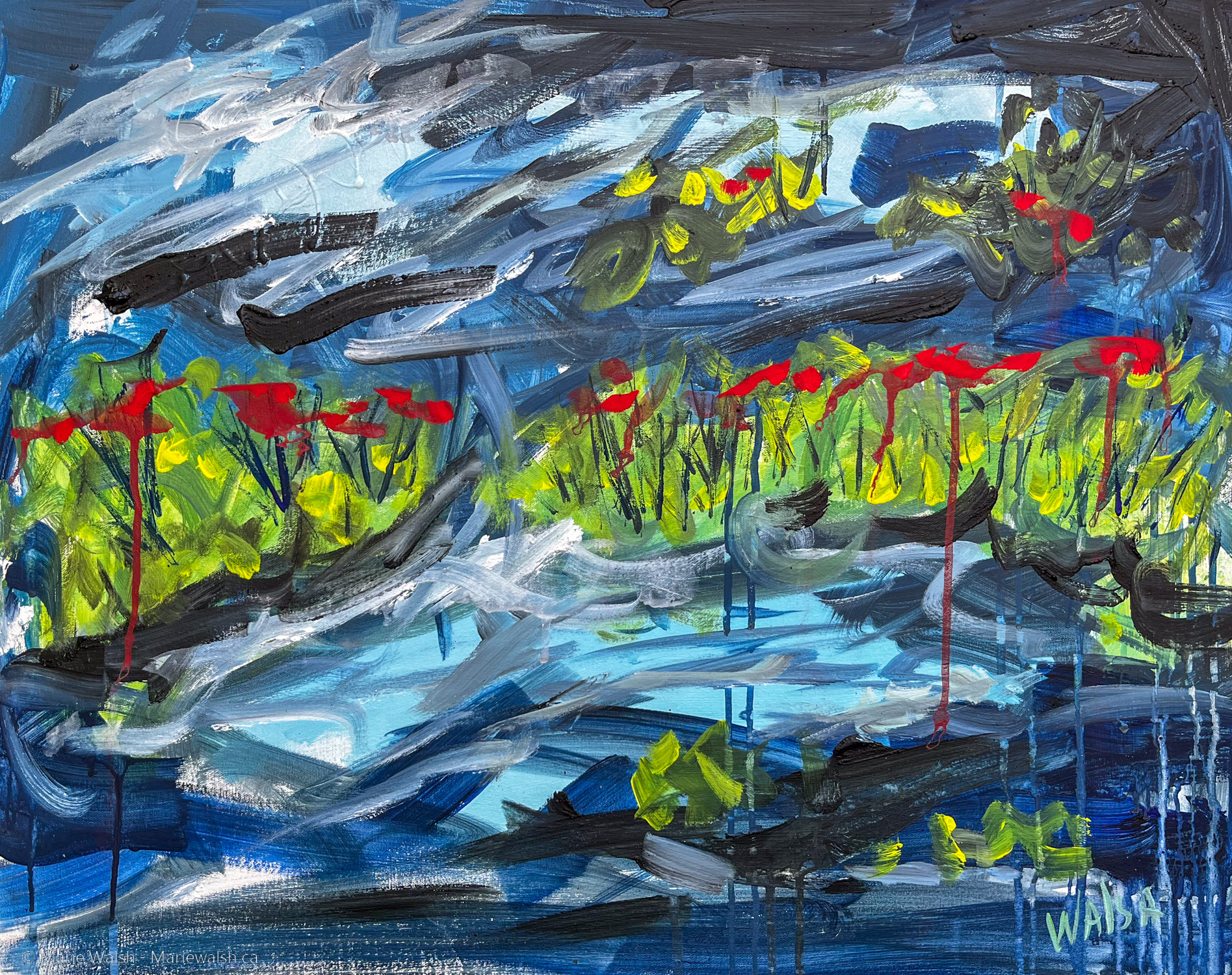 Disponible, Sur la route , 24 x 30 acrylique