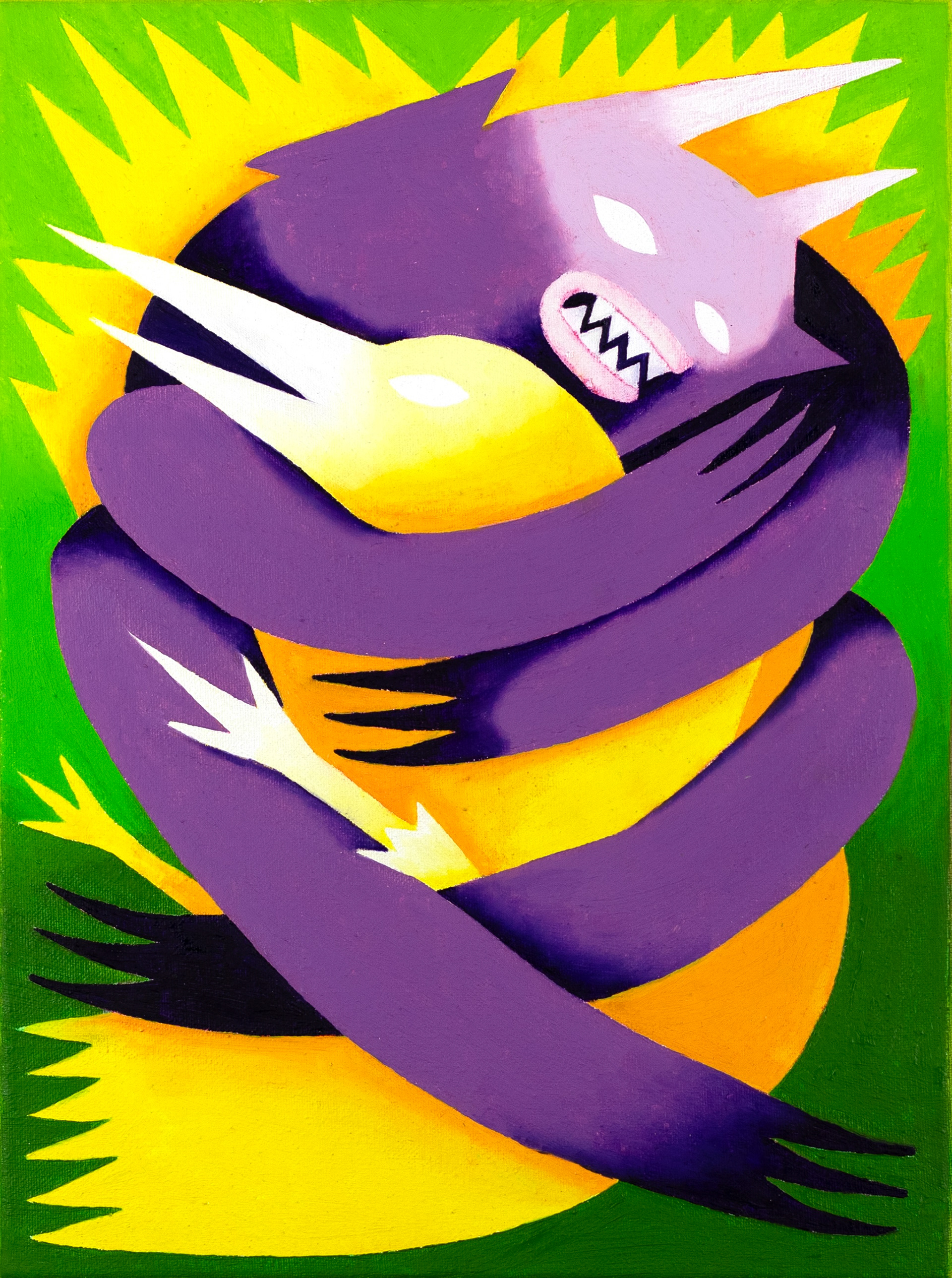 Hugging a Bird, 2025, 40x30cm, oil on canvas