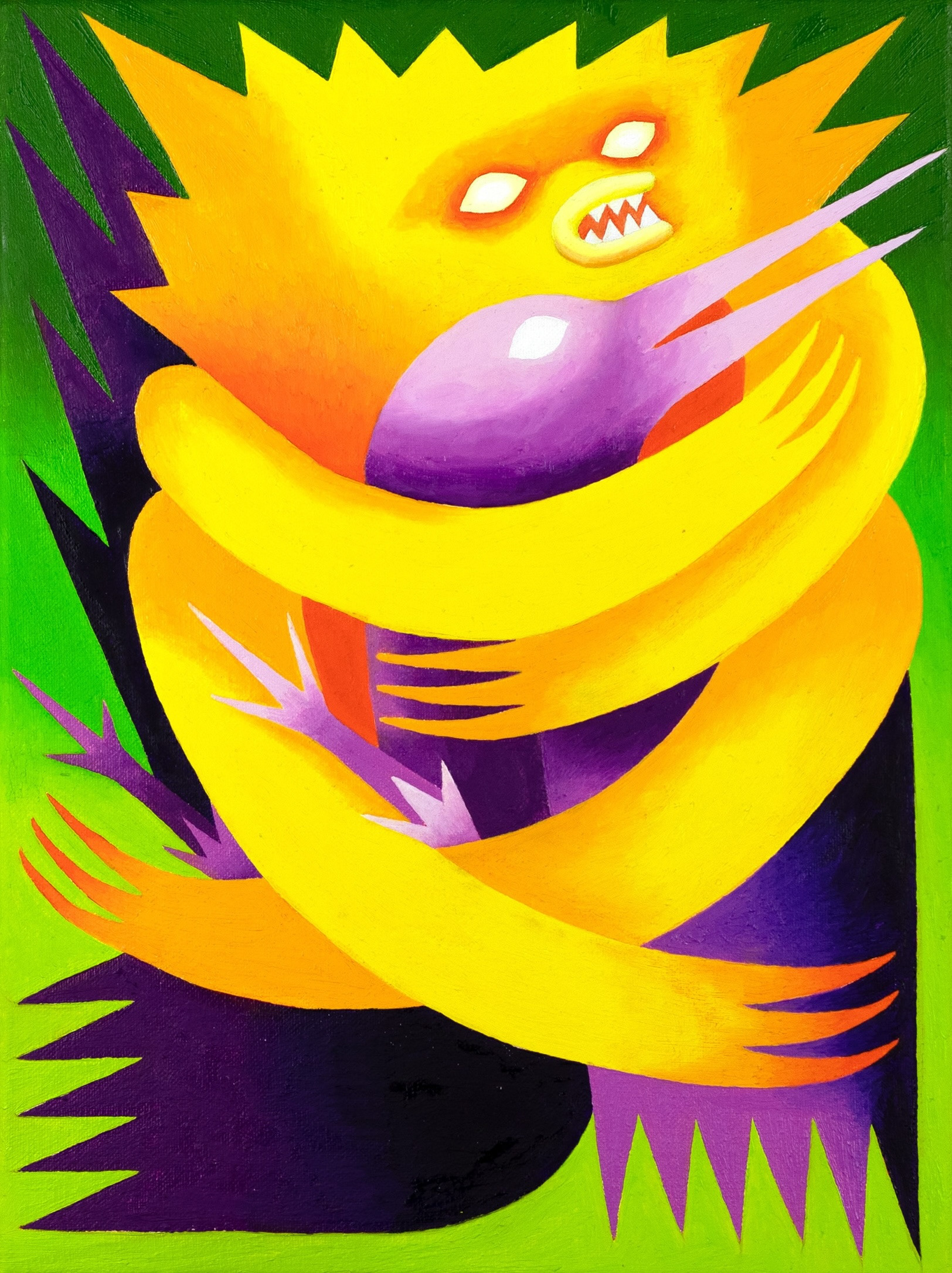 Hugging a Bird, 2025, 40x30cm, oil on canvas