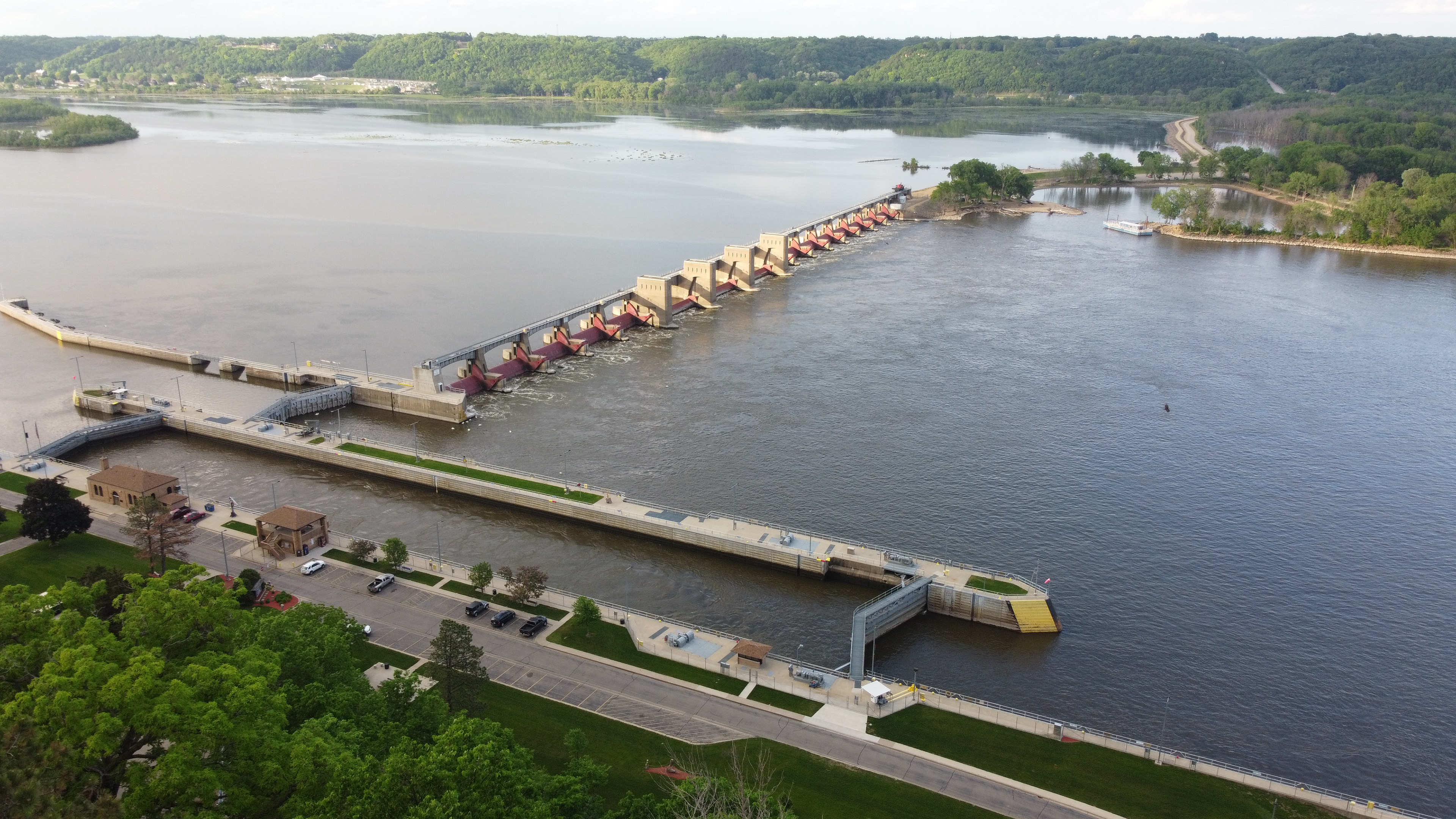 Lock and Dam #11 Dubuque. © 2021 Hawkinson Aerial Photography, LLC