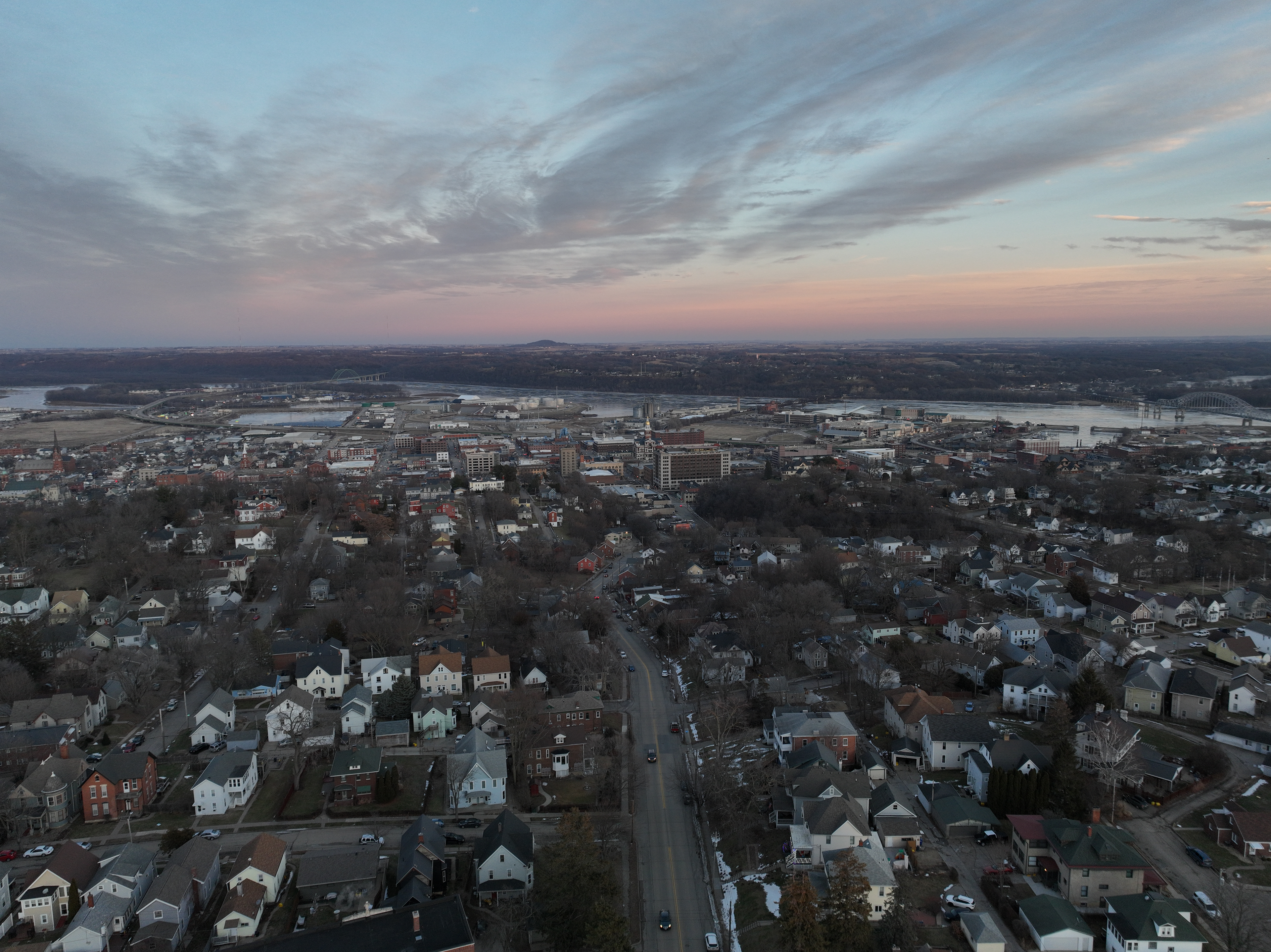 Downtown Dubuque Iowa. © 2022 Hawkinson Aerial Photography, LLC