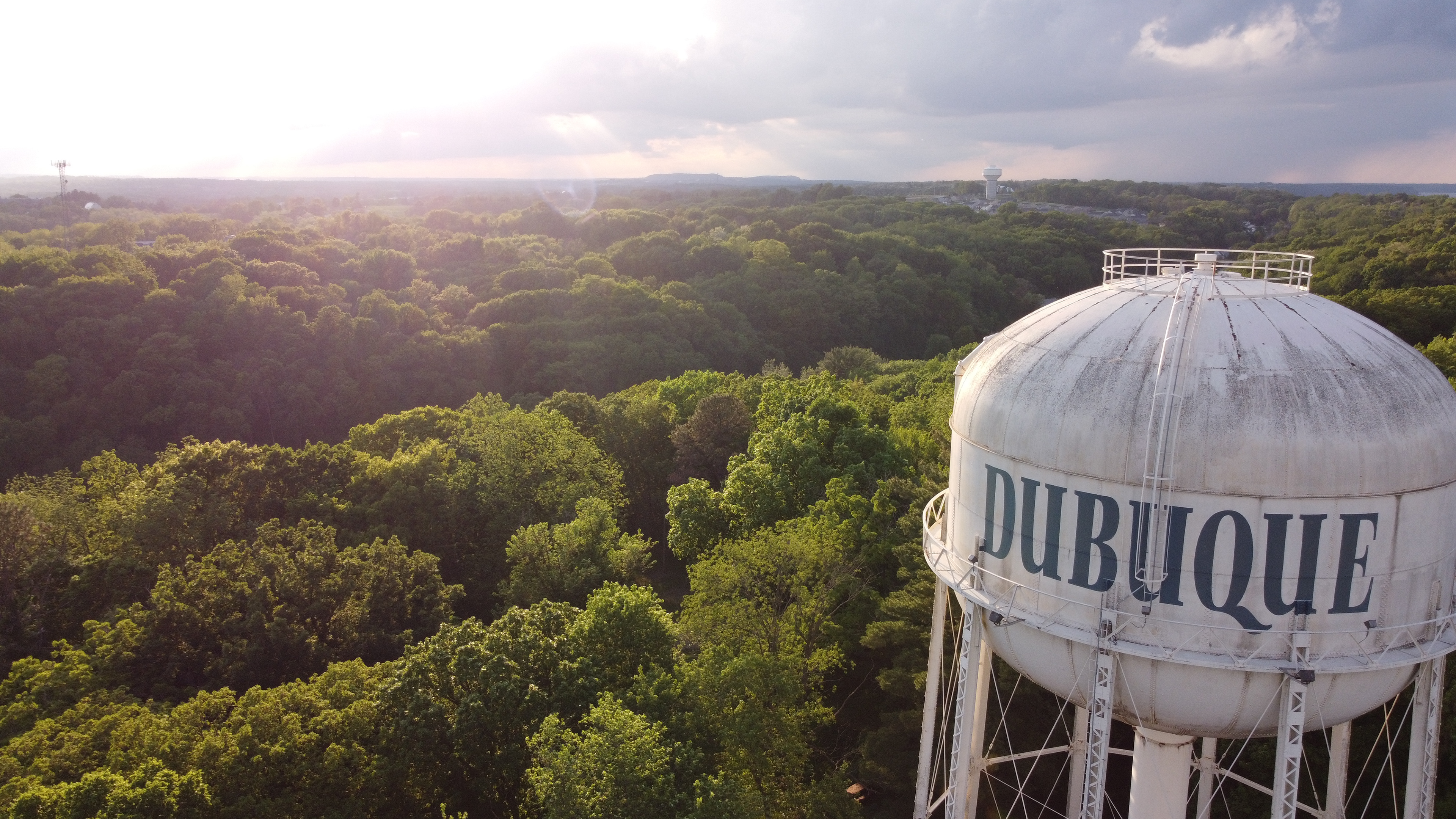 Old Dubuque Water tower. © 2021 Hawkinson Aerial Photography, LLC