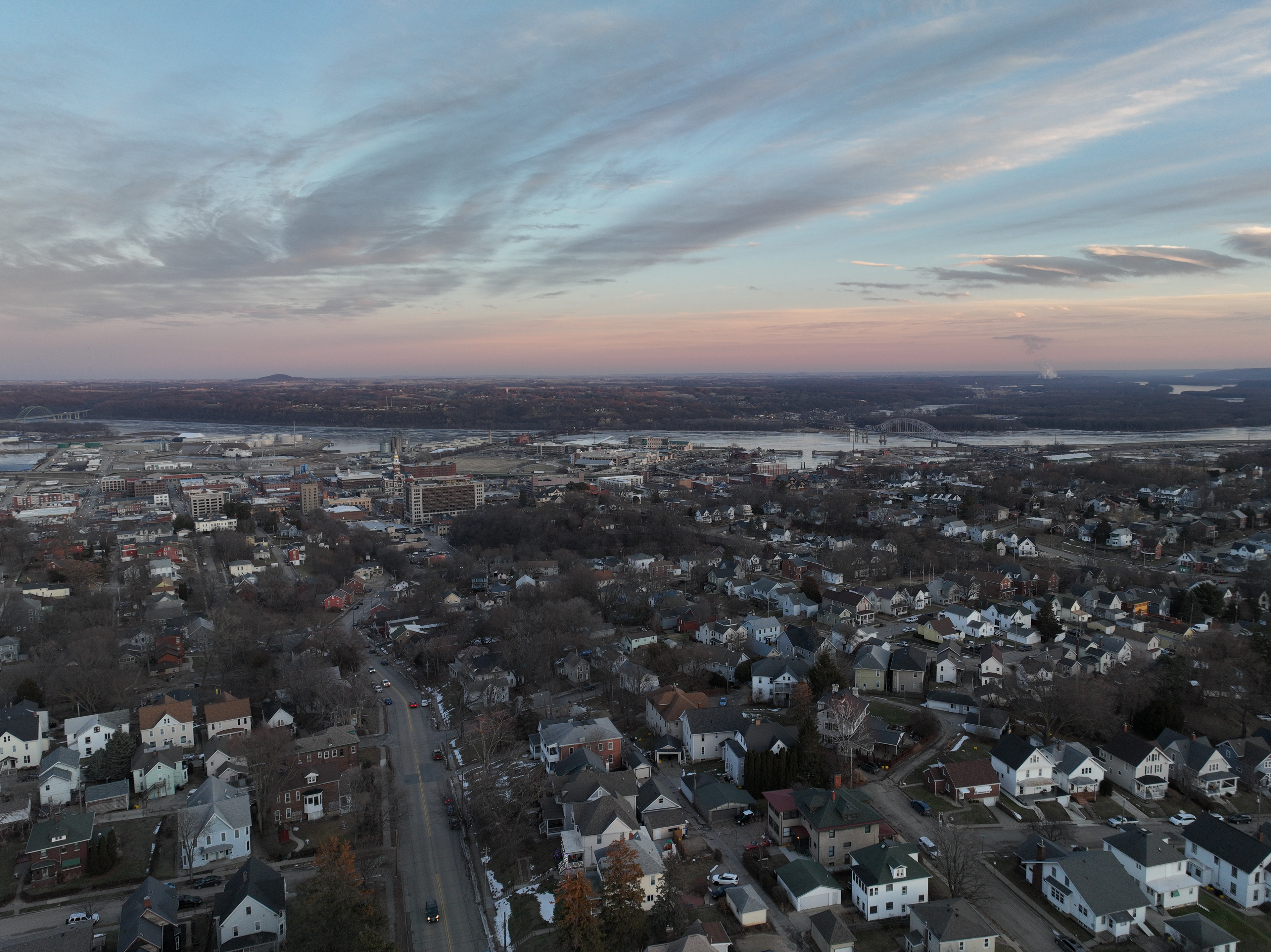 Downtown Dubuque Iowa. © 2022 Hawkinson Aerial Photography, LLC