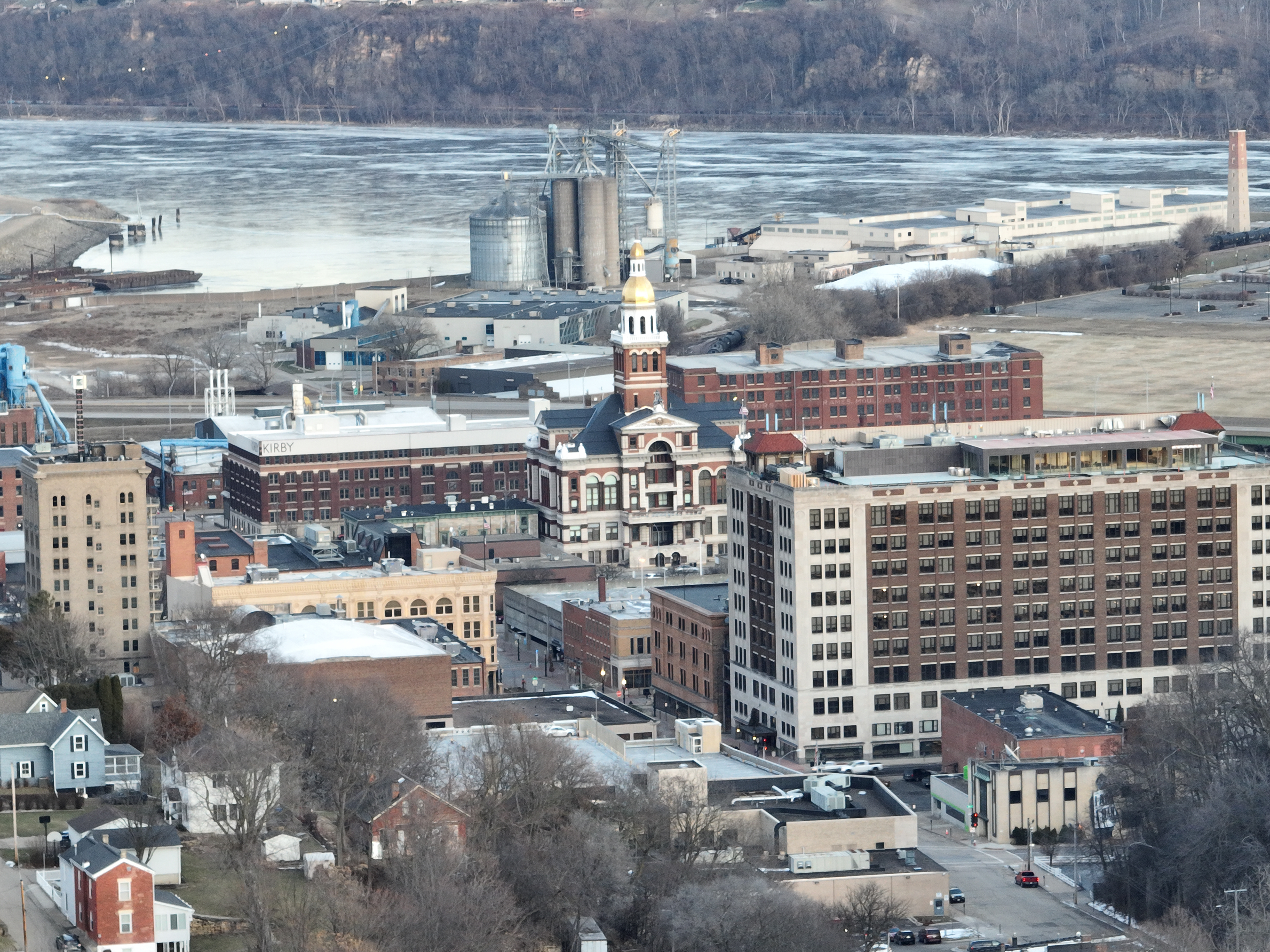 Dubuque County Courthouse and downtown Dubuque. © 2022 Hawkinson Aerial Photography, LLC