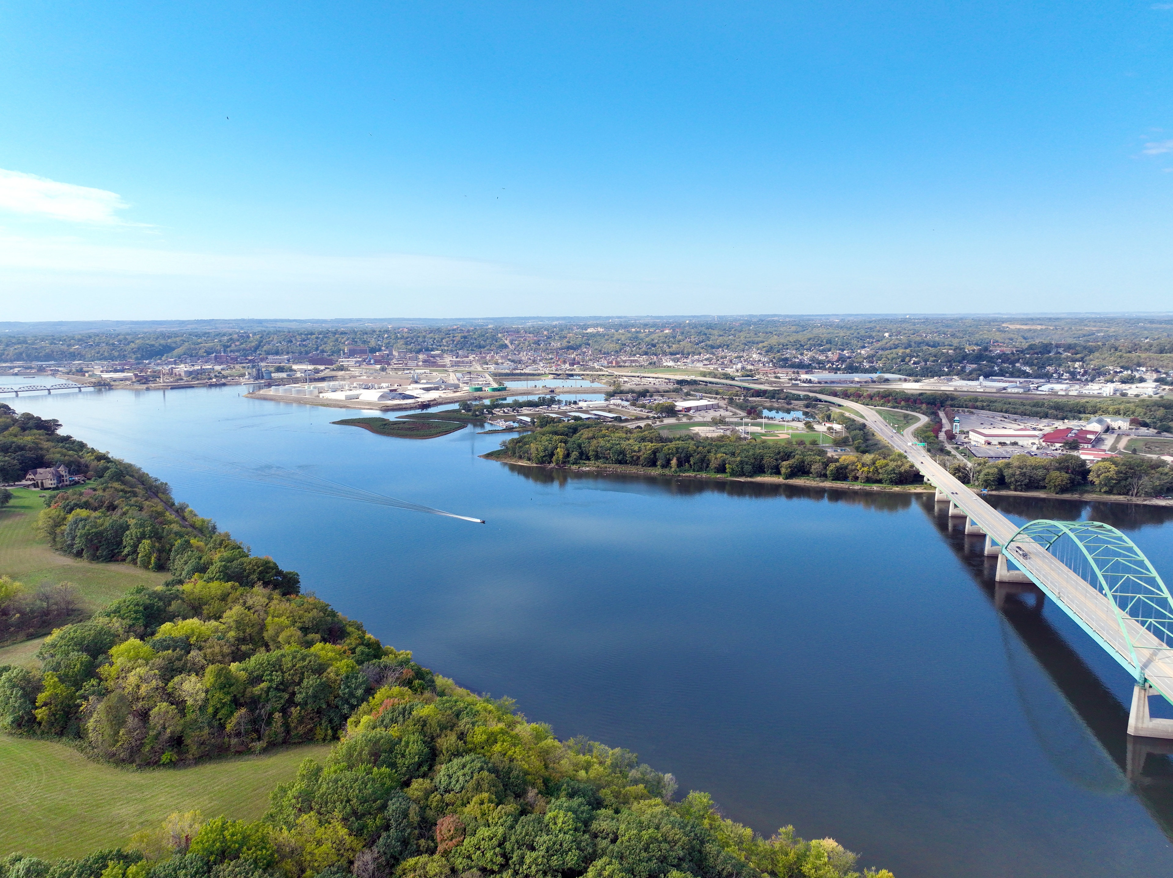 Downtown Dubuque Iowa. © 2023 Hawkinson Aerial Photography, LLC