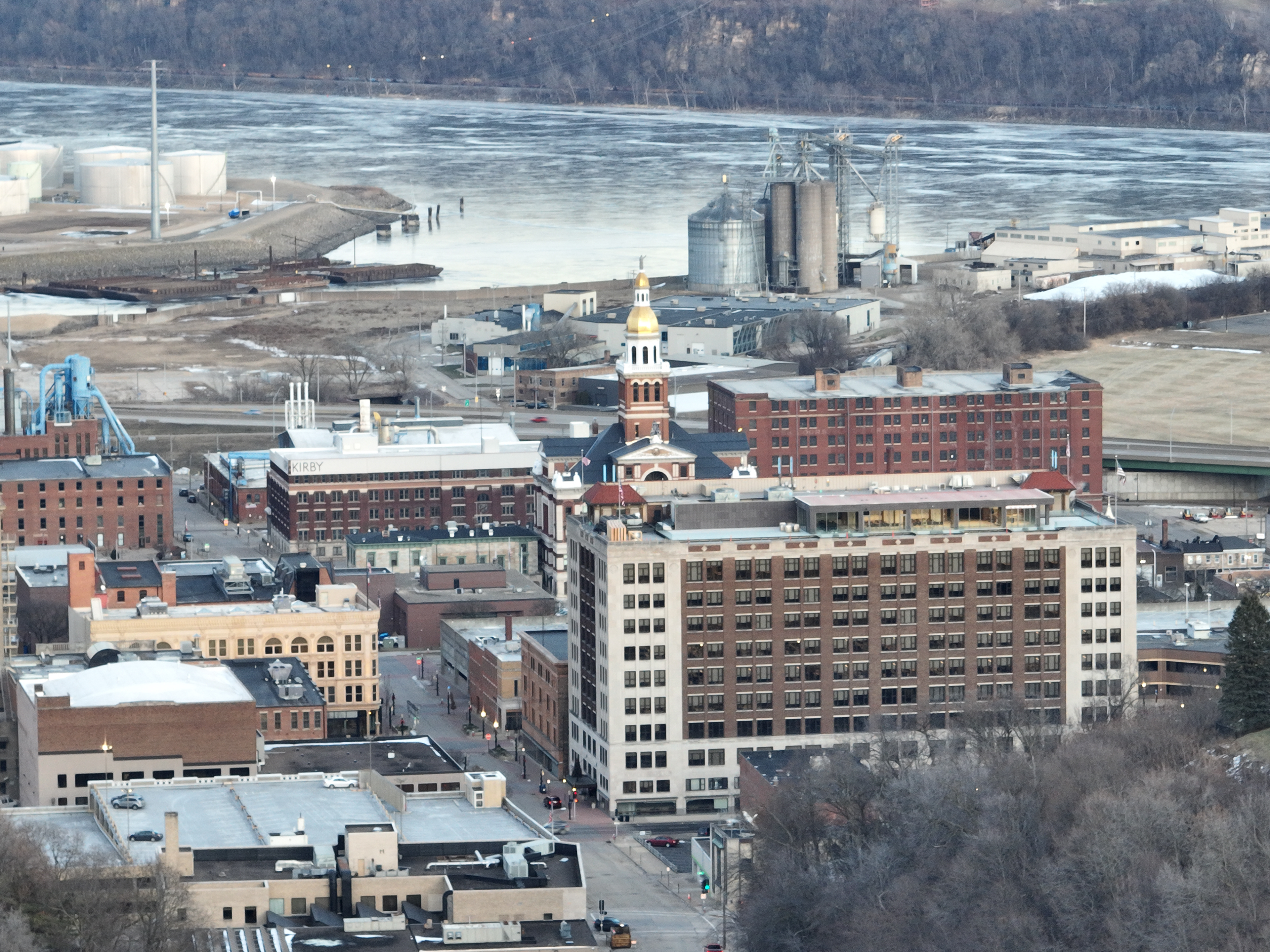 Dubuque County Courthouse and downtown Dubuque. © 2022 Hawkinson Aerial Photography, LLC