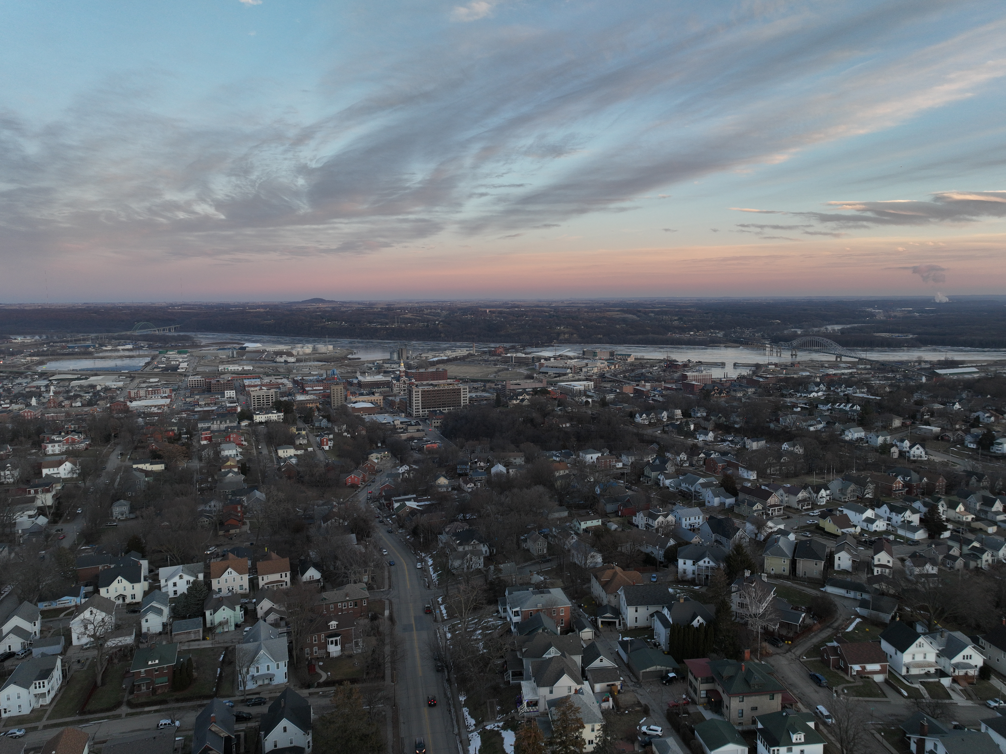 Downtown Dubuque Iowa. © 2022 Hawkinson Aerial Photography, LLC