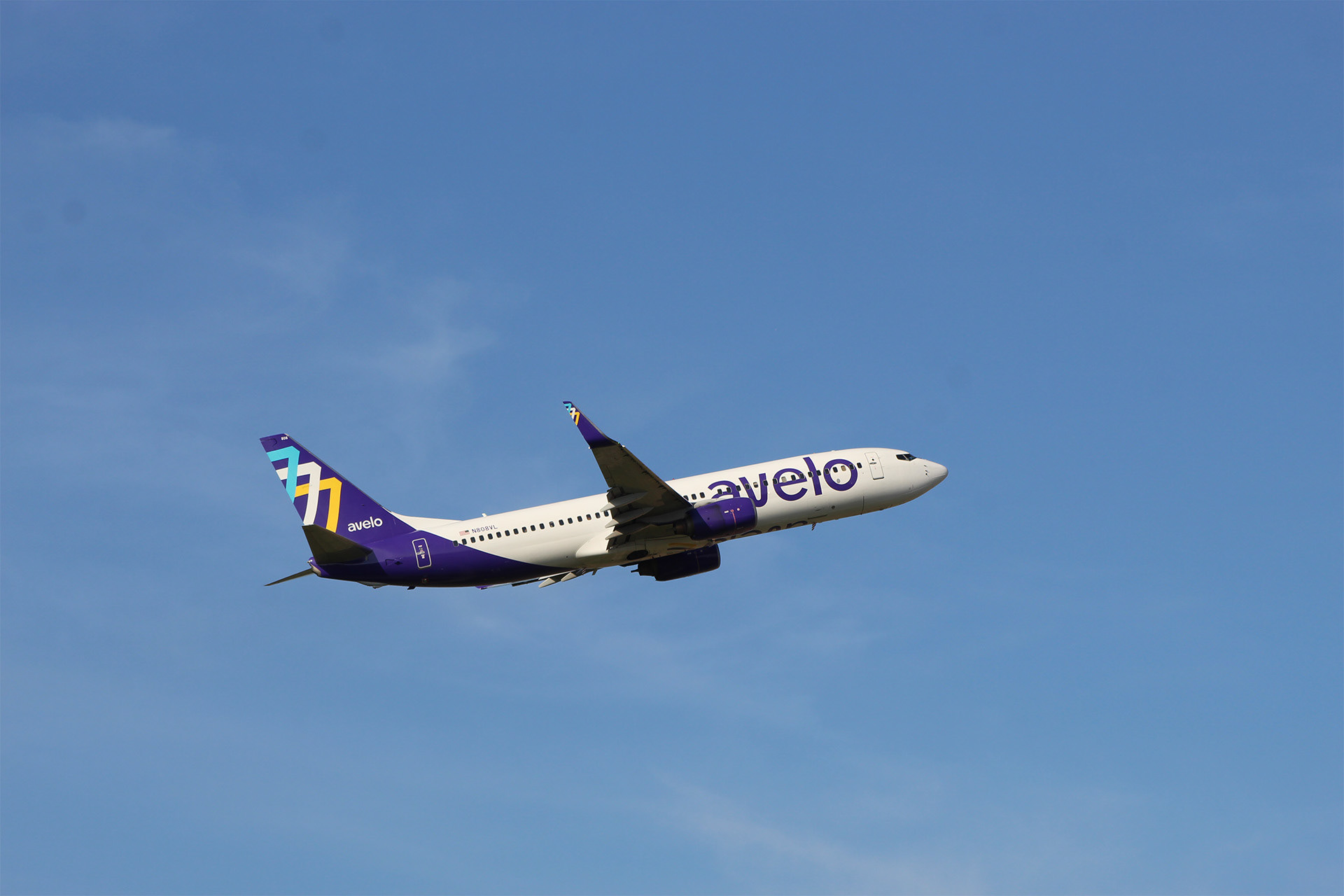 Avelo Airlines departing the Dubuque Regional Airport bound to Orlando, FL. Copyright © 2023 Hawkinson Aerial Photography, LLC. All Rights Reserved.