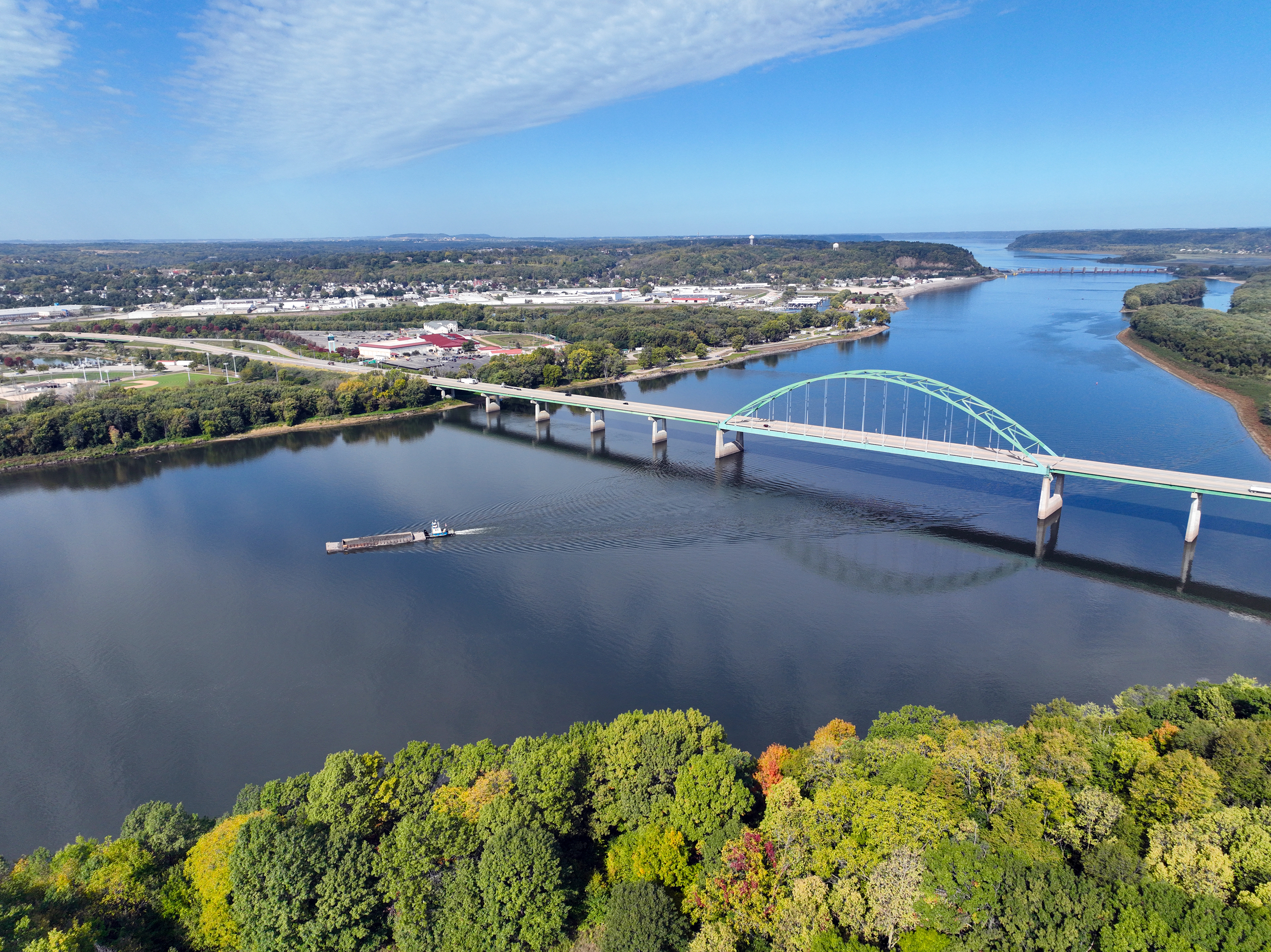 Downtown Dubuque Iowa. © 2023 Hawkinson Aerial Photography, LLC