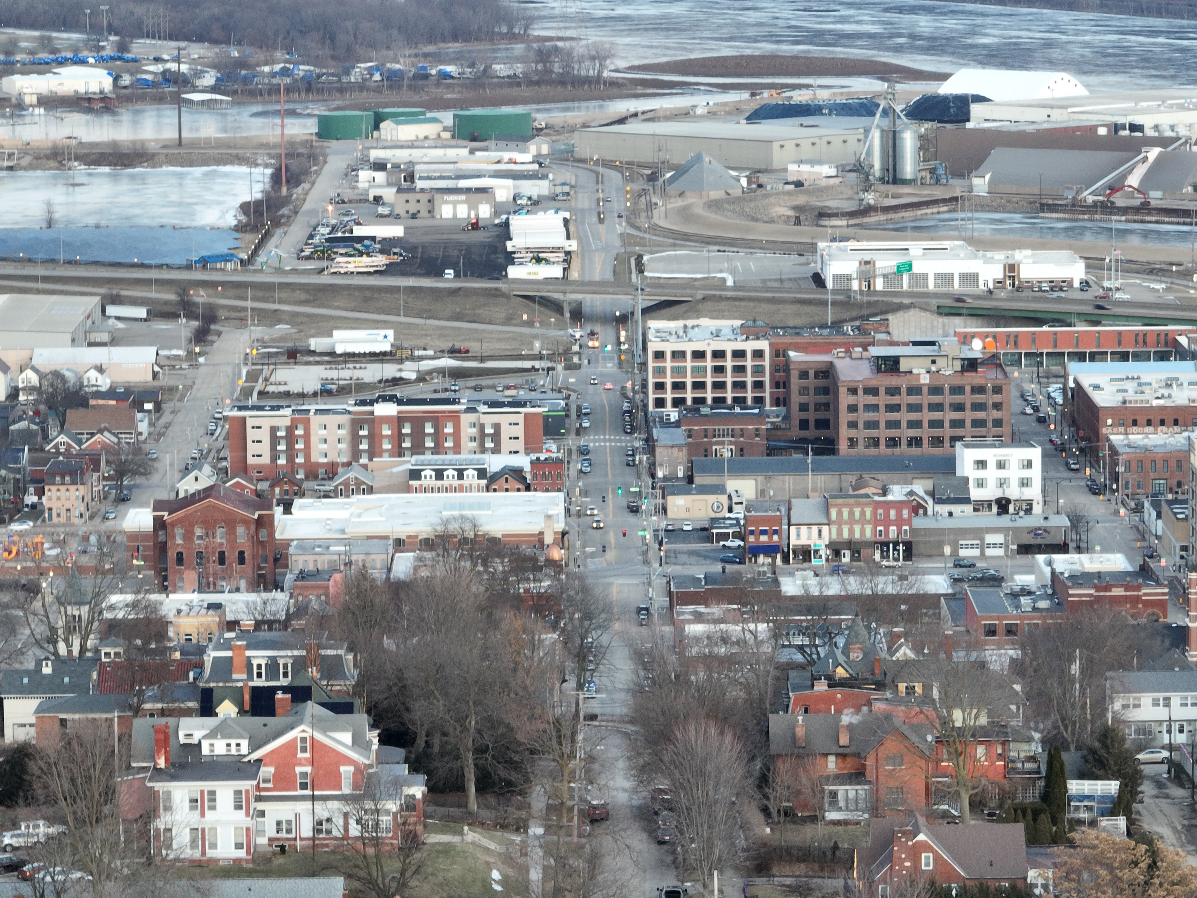 Downtown Dubuque Iowa. © 2022 Hawkinson Aerial Photography, LLC