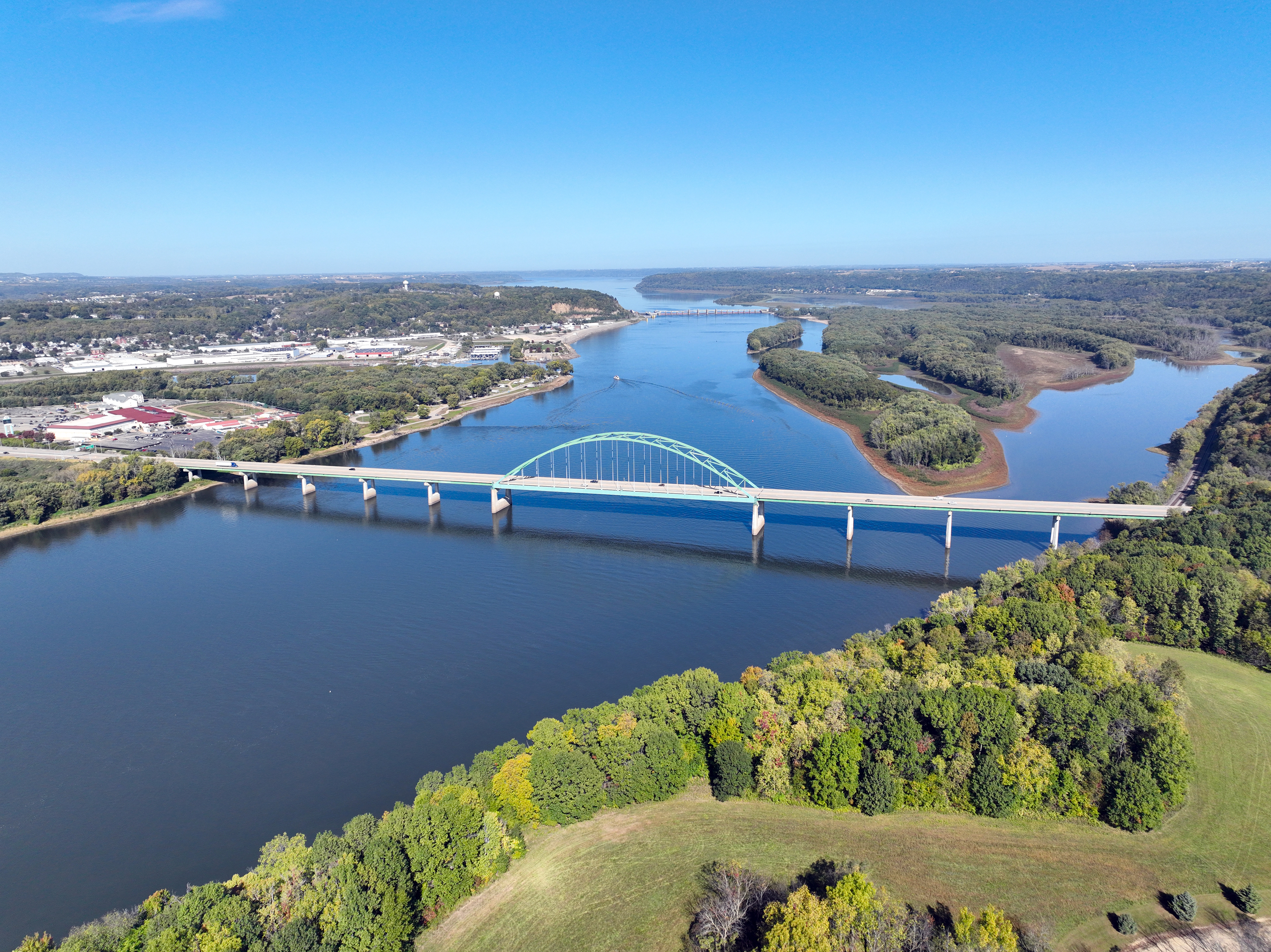 Downtown Dubuque Iowa. © 2023 Hawkinson Aerial Photography, LLC