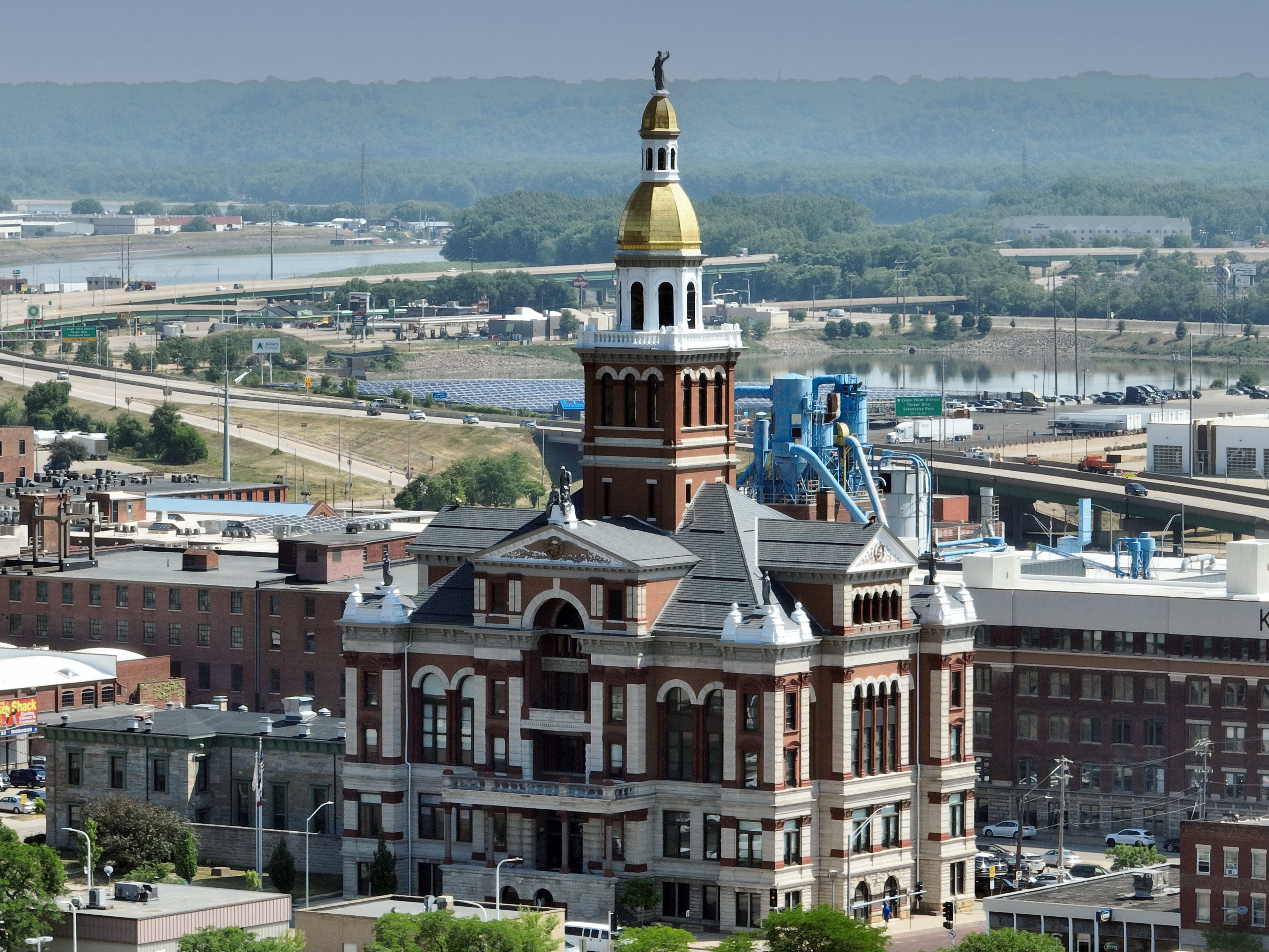 Downtown Dubuque Iowa. © 2023 Hawkinson Aerial Photography, LLC