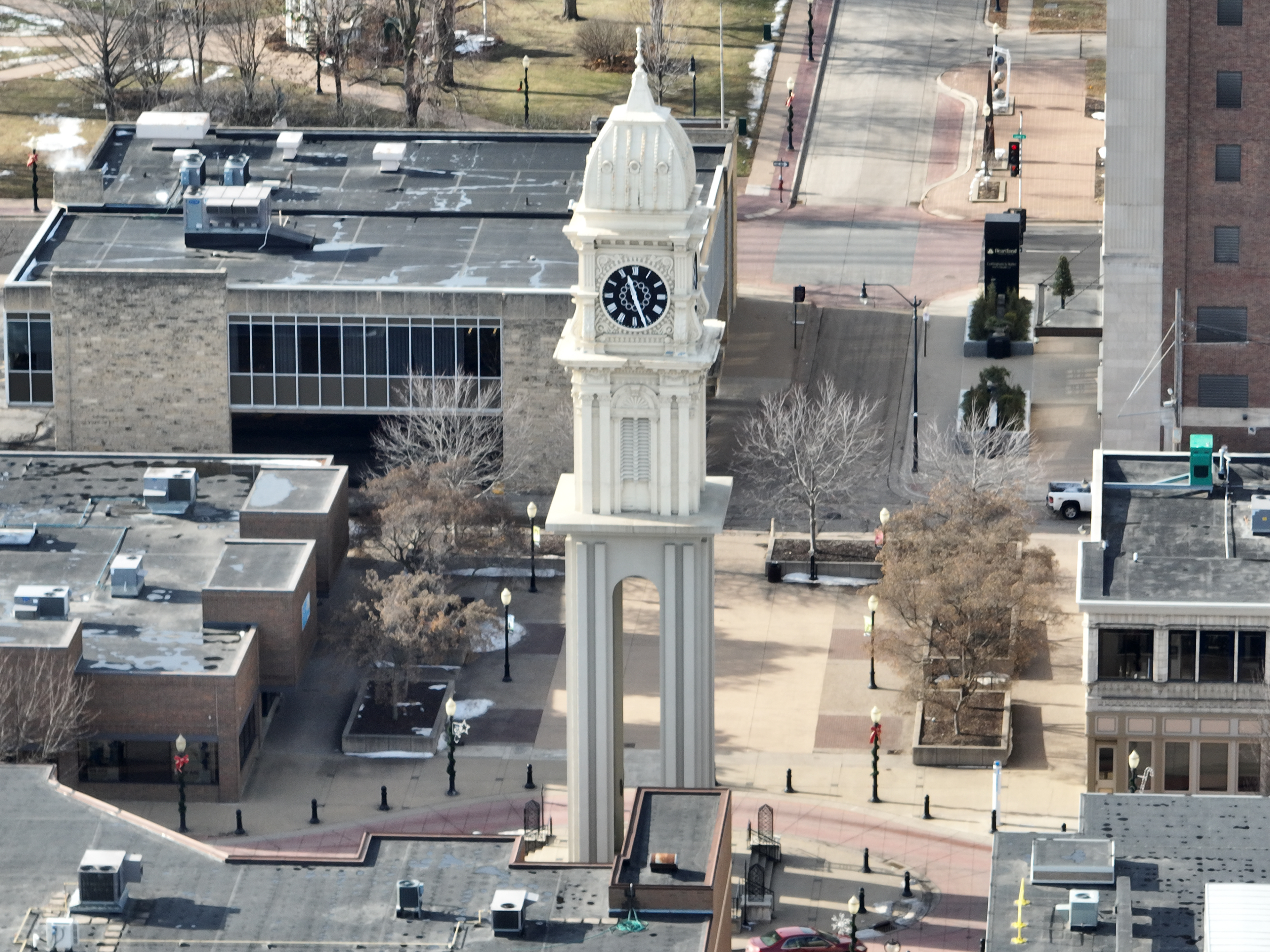 Dubuque Town Clock. © 2022 Hawkinson Aerial Photography, LLC