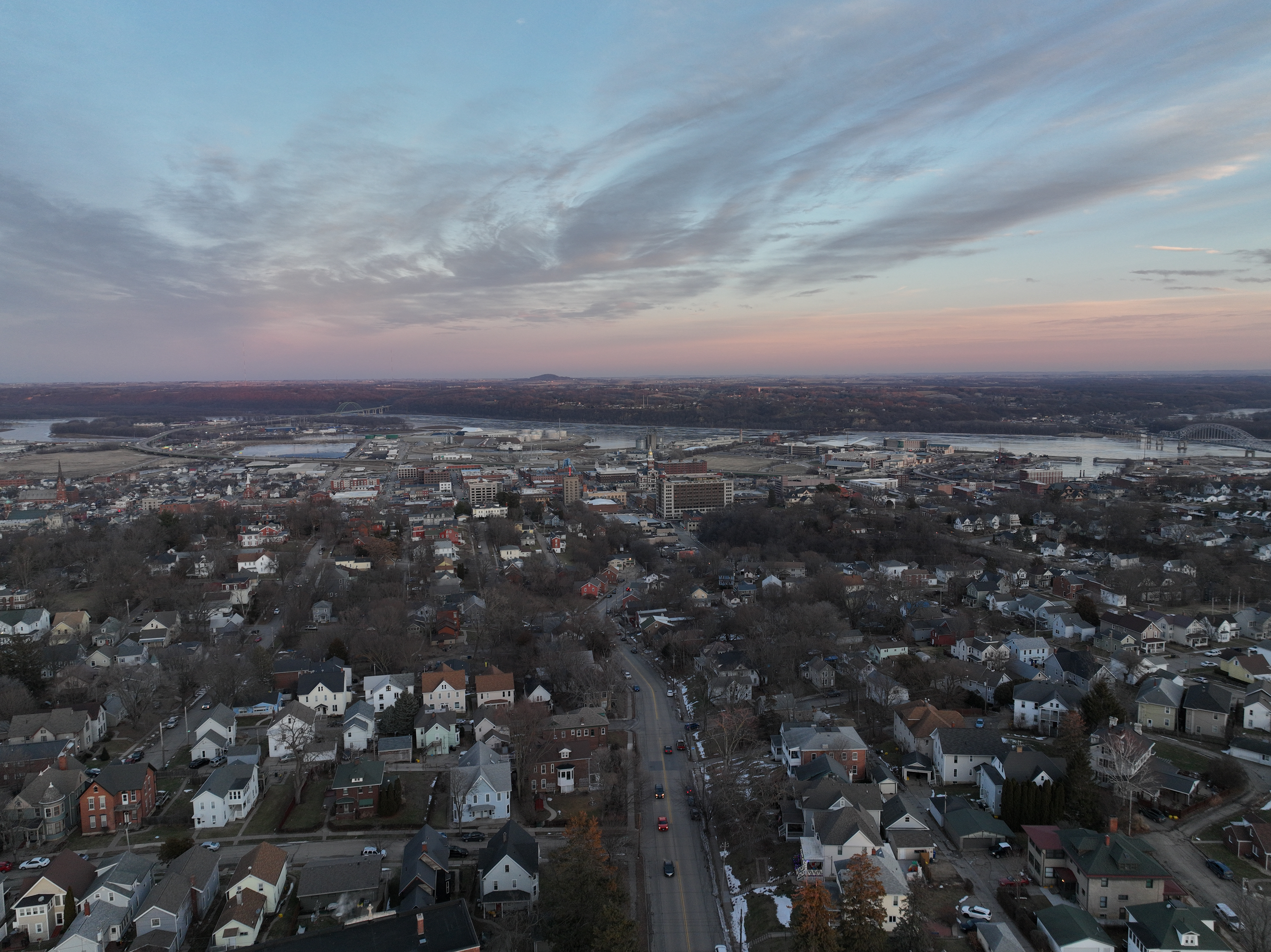 Downtown Dubuque Iowa. © 2022 Hawkinson Aerial Photography, LLC