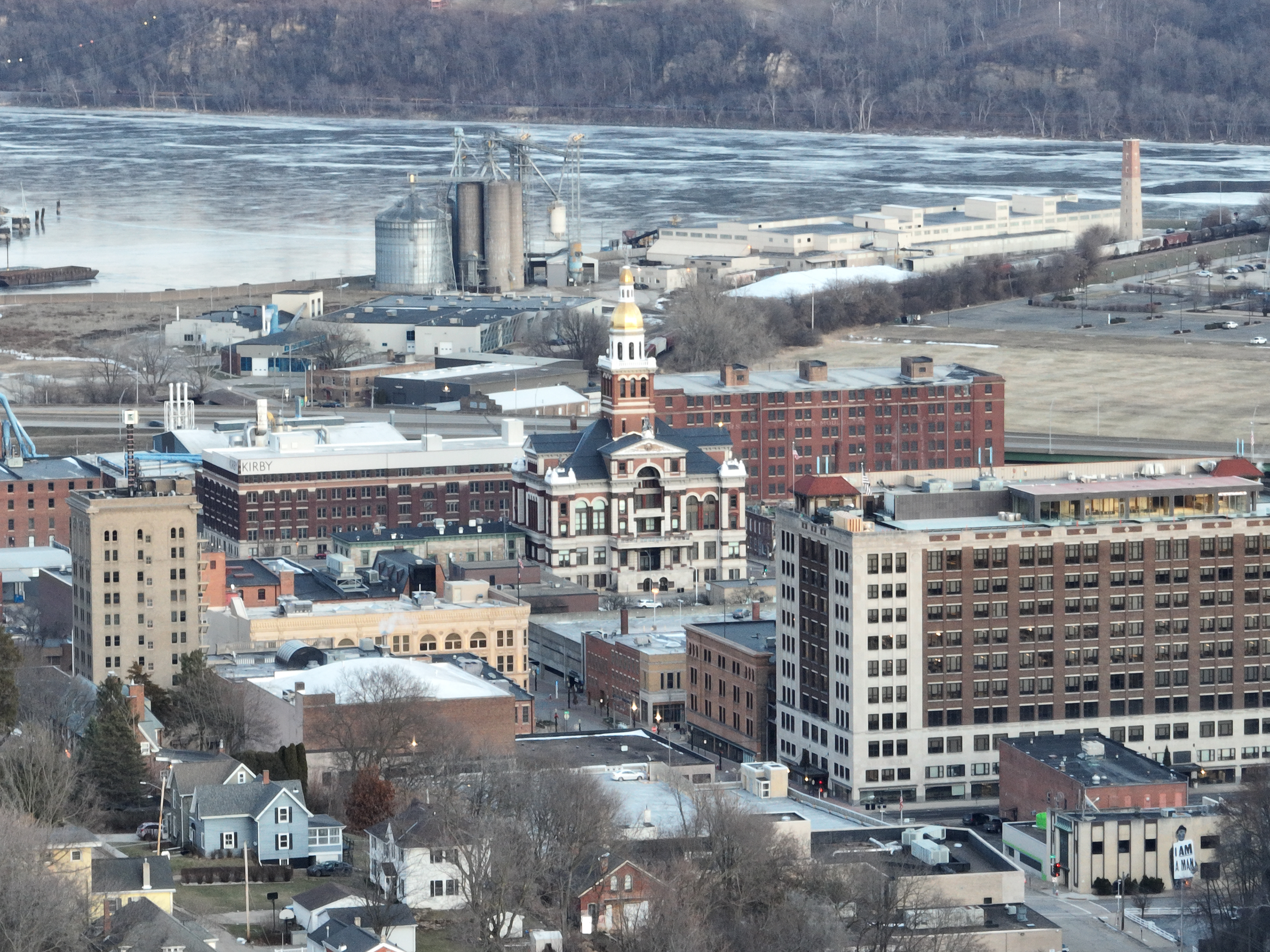 Dubuque County Courthouse and downtown Dubuque. © 2022 Hawkinson Aerial Photography, LLC
