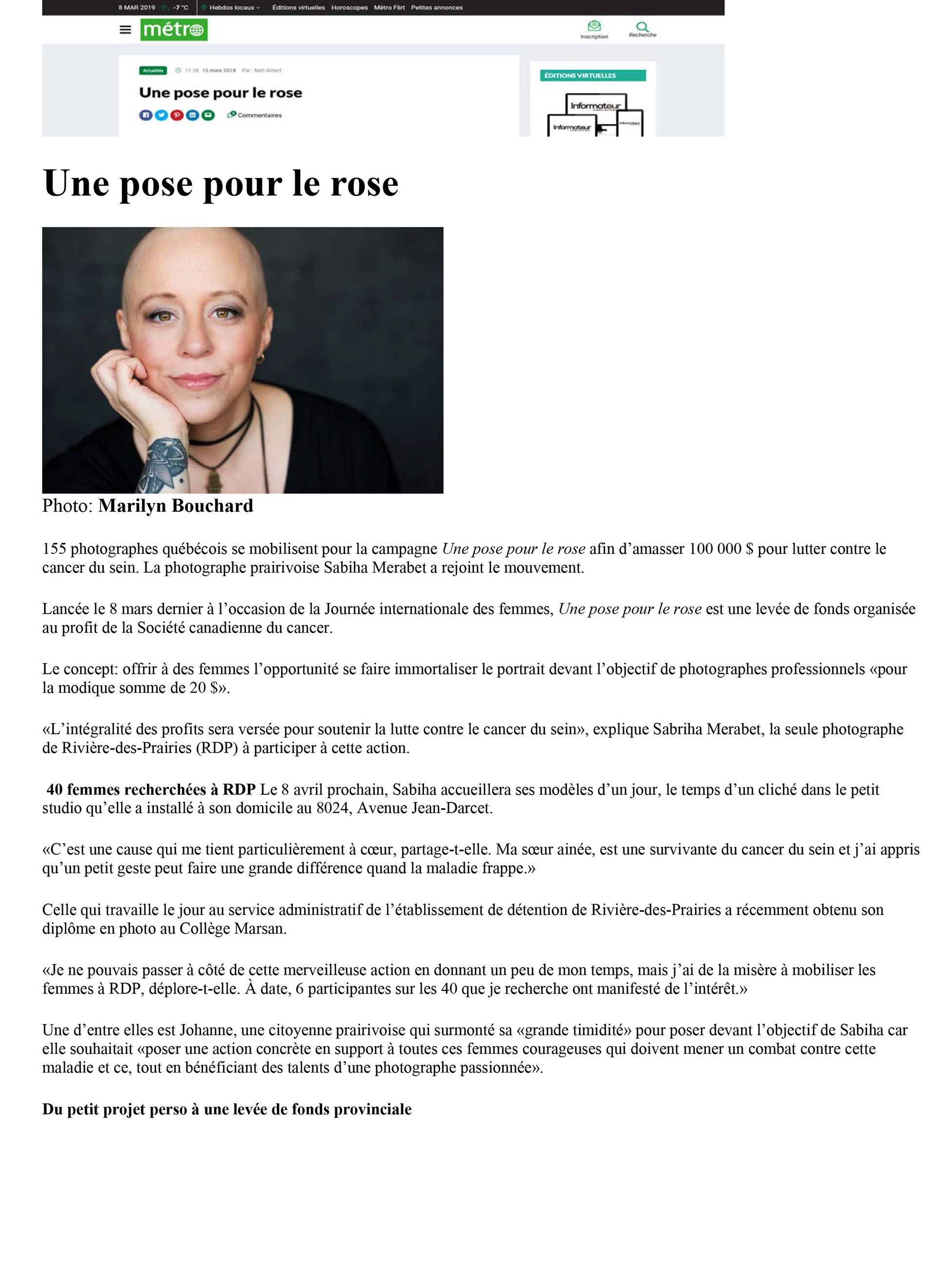 Une pose pour le Rose Édition 2018