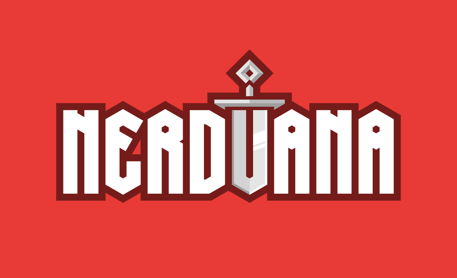 Logo for the "Nerdvana" DLC for the "Friends vs Friends" game developed by Brainwash Gang and published by Raw Fury