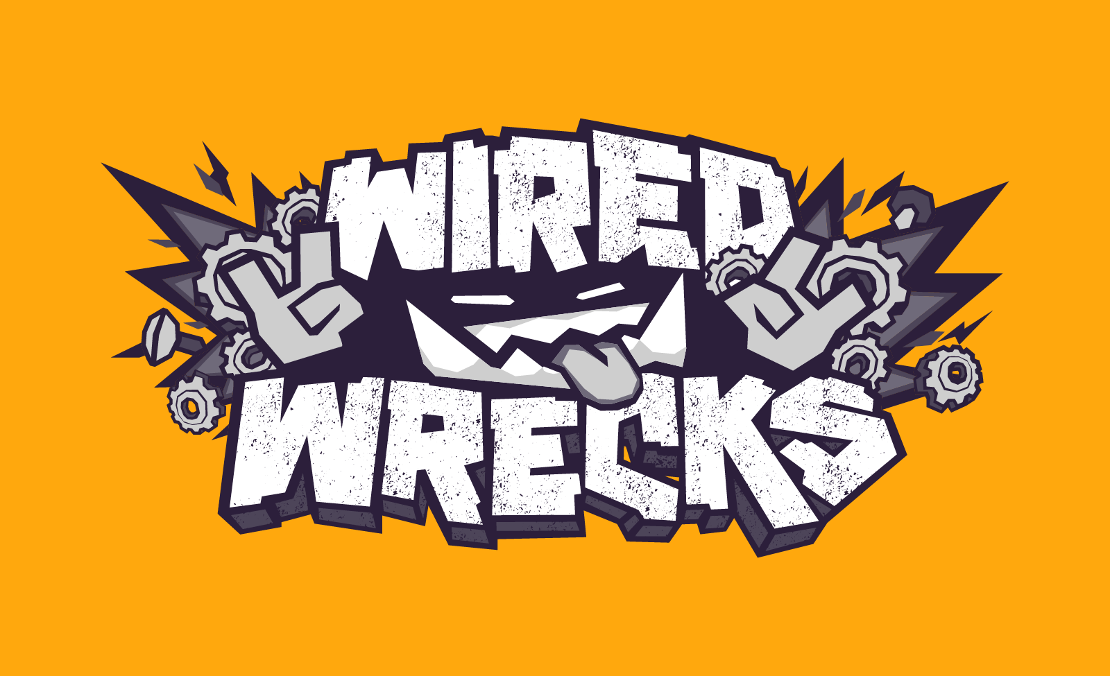 Logo for the "Wired Wrecks" DLC for "Friends vs Friends" videogame, developed by Brainwash Gang & published by Raw Fury