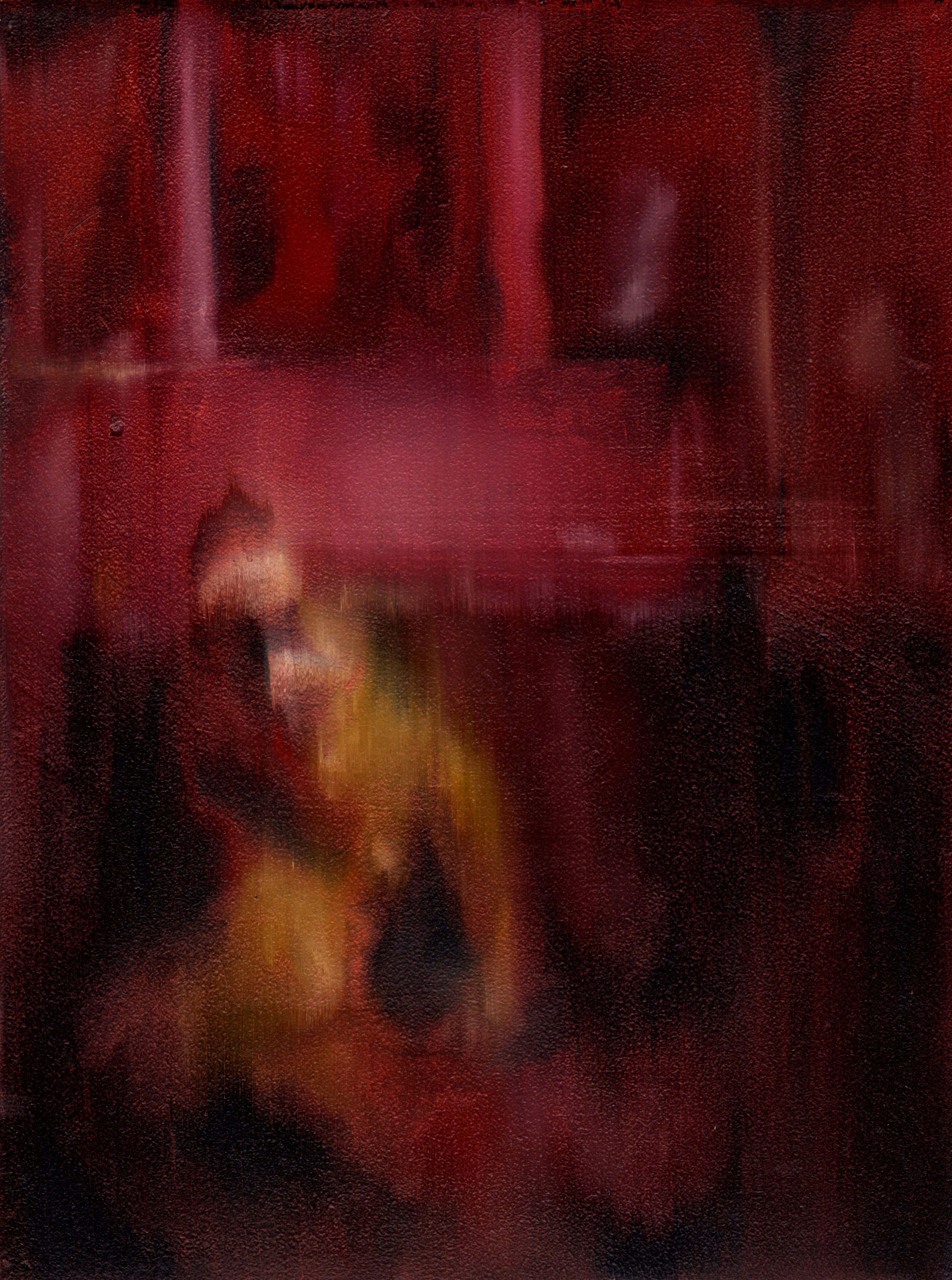 with enemy 2. 2022. oil on panel. 9w x 12h in.