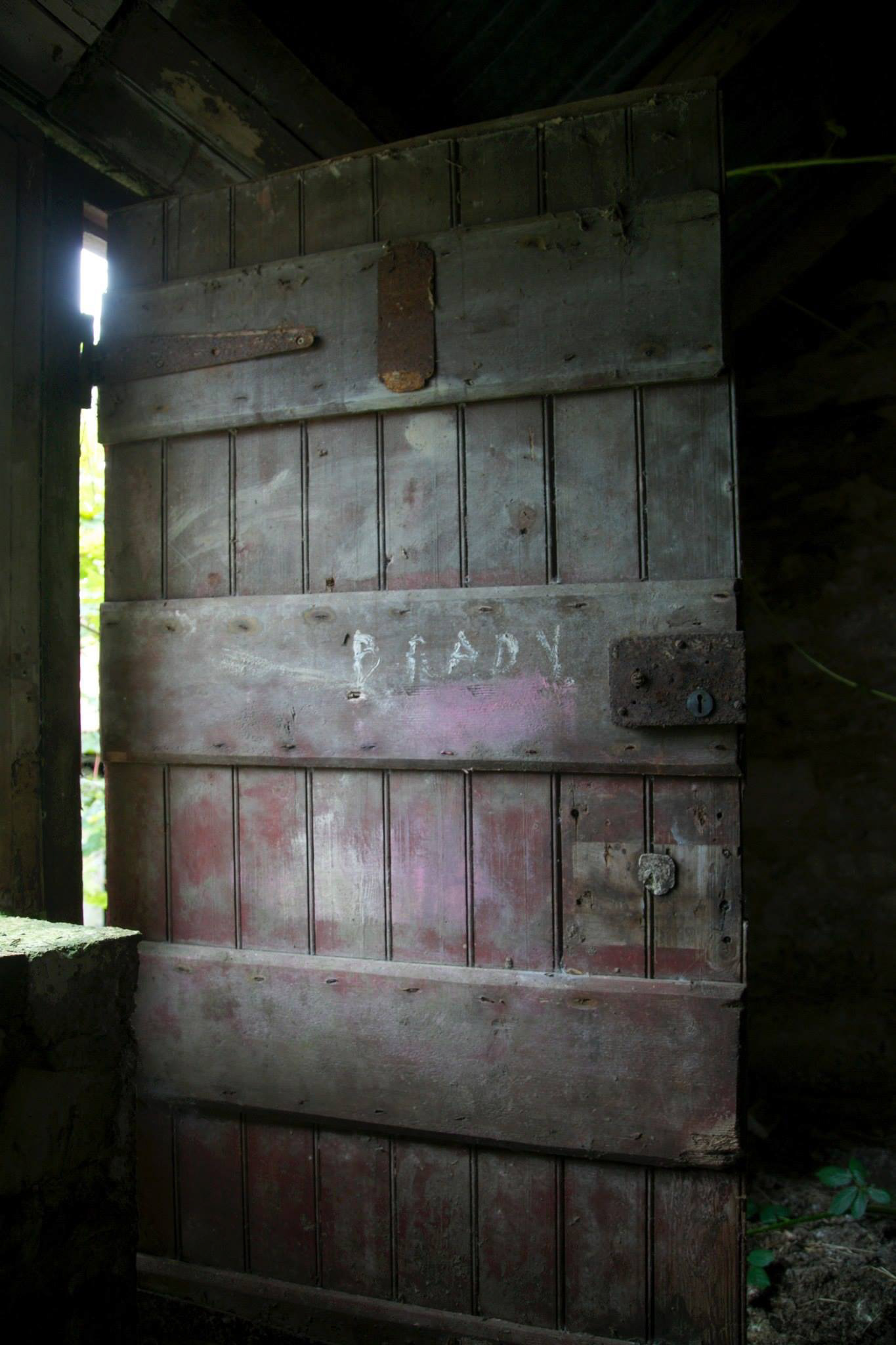 Door of Brady's home shop, Munealta, Stradone, Co. Cavan, Ireland, Aug. 2015