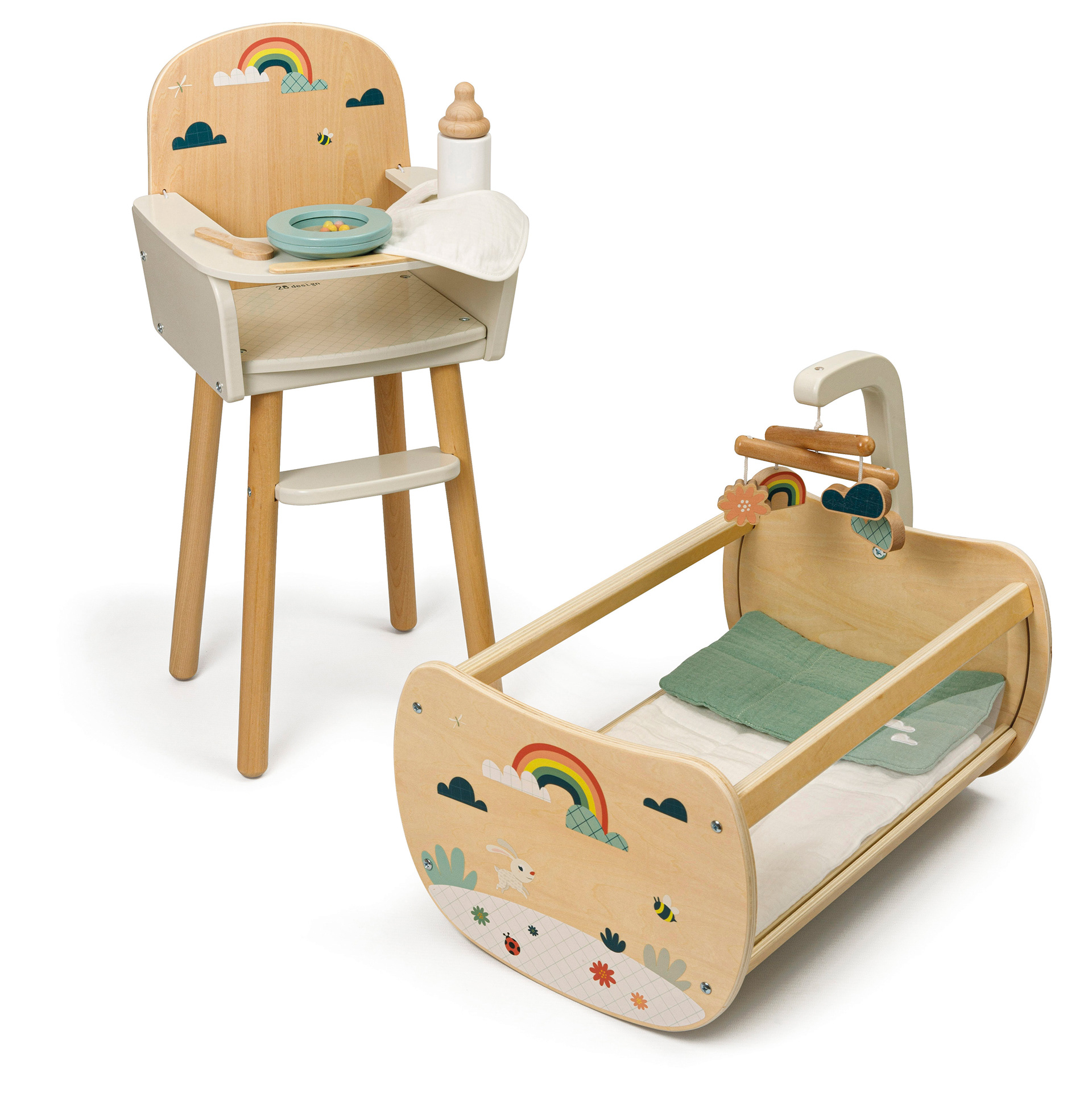 RAINBOW CRIB & HIGHCHAIR - 28 DESIGN